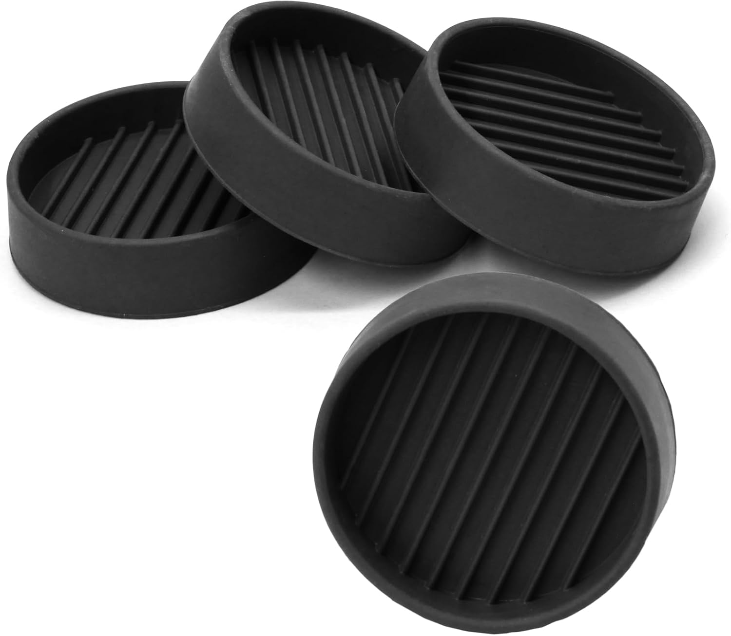 4Pcs Round Rubber Caster Cups, 2 Inch Non Slip Furniture Caster Pads Bed Feet Anti Skid Gripper, Anti Slide Floor Protector Bed Stopper for Chair, Table (Black)