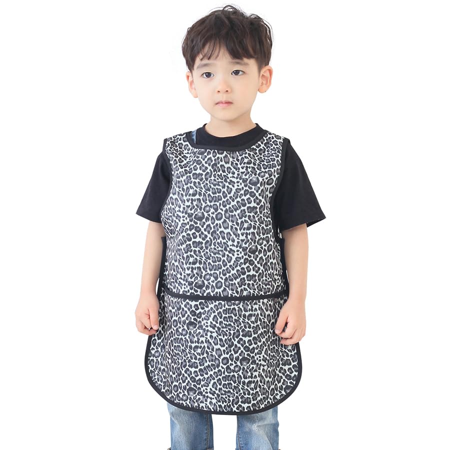 Kids Waterproof Art Tabard | Sleeveless Messy Play Painting Smock for Toddlers | Size S–XL | Kids Artist Apron for School, Daycare, Crafts, Black Leopard (32-M) — image 1