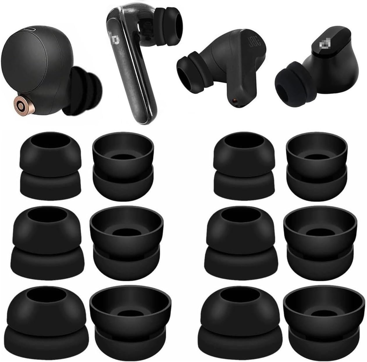 JNSA Double Flange Earbuds Tips Anti Slip Noise Isolation