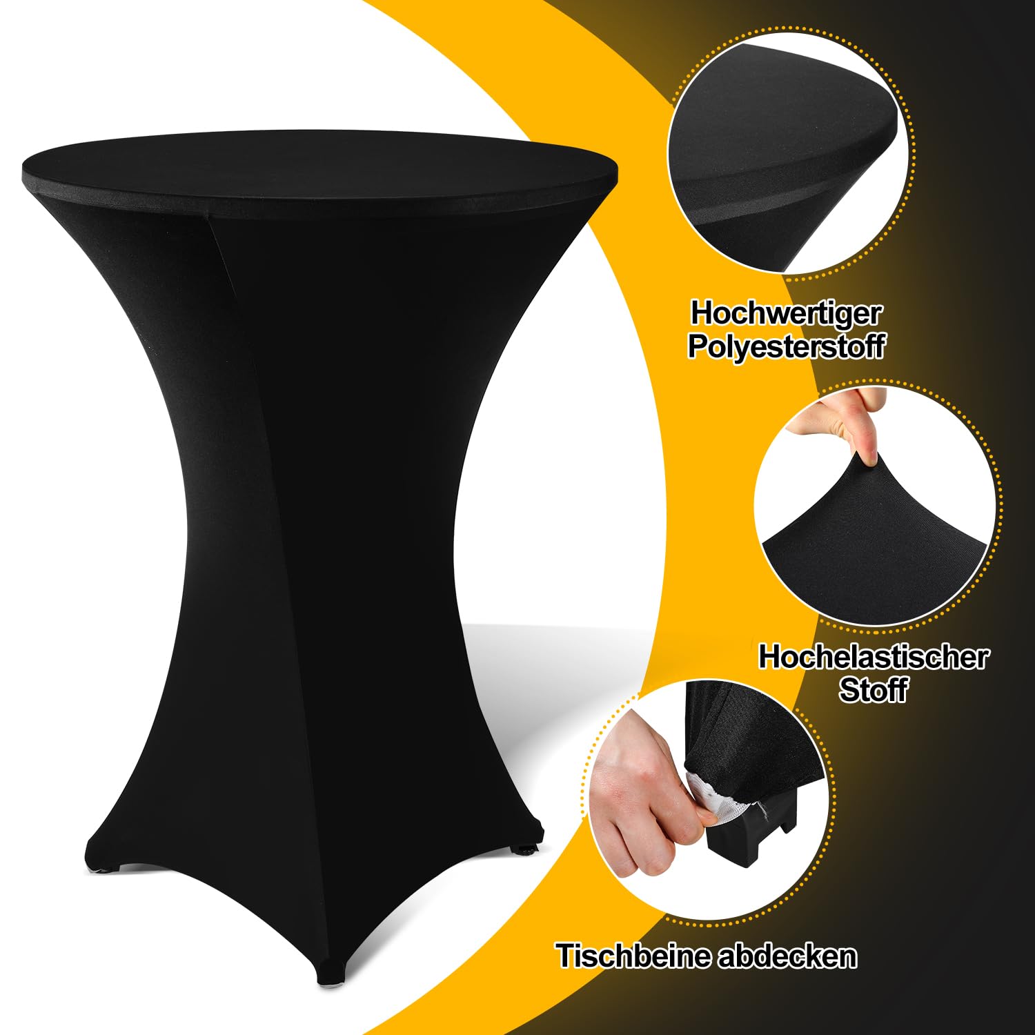 2er Set Stehtisch Klappbar 80 cm Outdoor Schwarz Stehtische Klappbar Höhenverstellbar Stehtisch mit Husse Bartisch Rund 110cm Hoch Bistro Tisch Indoor