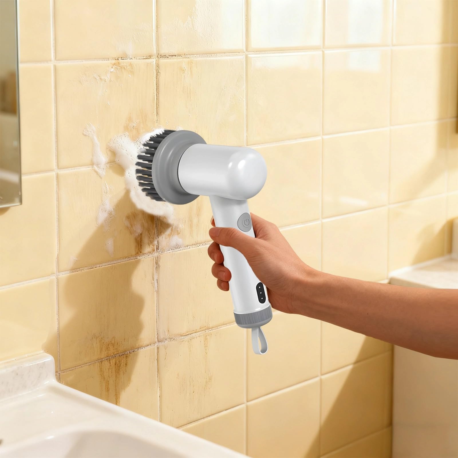 Cepillo de limpieza eléctrico, depurador eléctrico de doble velocidad con múltiples cabezales de cepillo, depurador eléctrico de mano, carga tipo C, IPX6 impermeable, para cocina, baño, fregadero