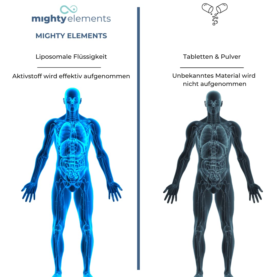 Mighty Elements Silicio liposomal de 200 mg, líquido, súper sabor, vegano, muy alta biodisponibilidad, botella de vidrio de 250 ml