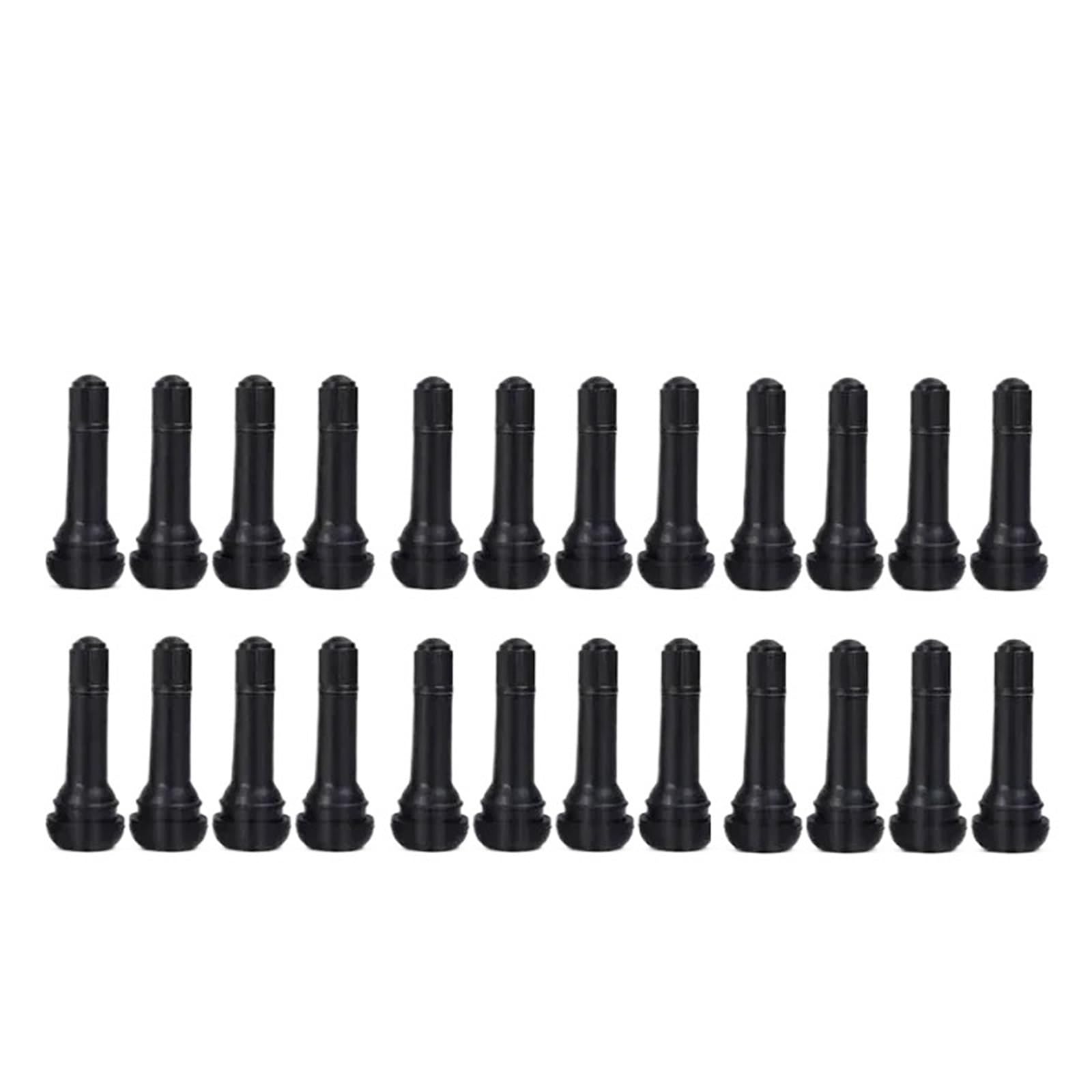 Ventilkappen TR414 Schlauchloser Autoreifen-Ventilkernsatz, Motorrad-Autozubehör, Gummireifen-Ventilkern mit Kappe und Schnappverschluss(24pcs)