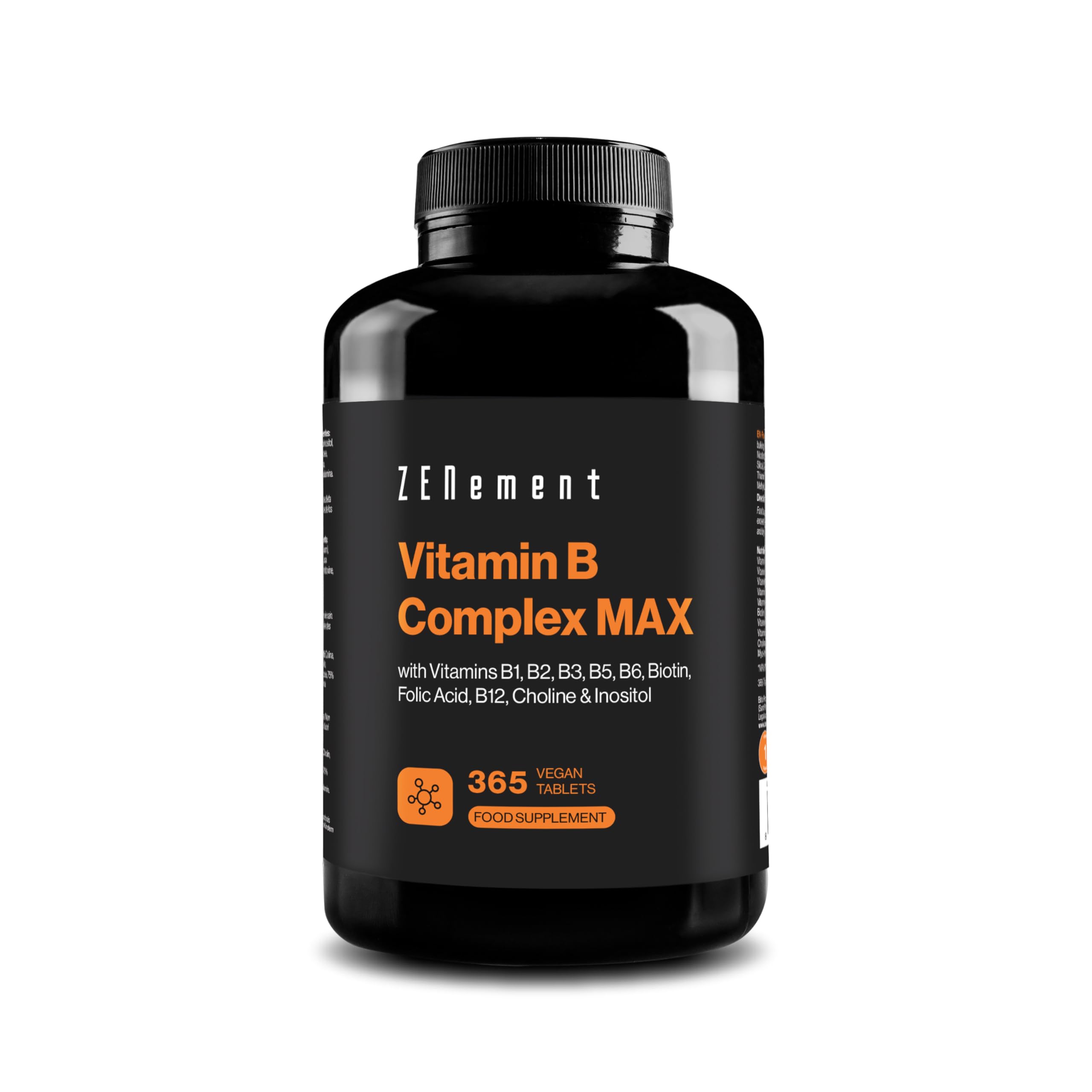 Vitamin B Complex MAX, 365 Tablets | 8 B-Vitamins + Choline & Inositol | Most Complete and High Dose | Vegan |
