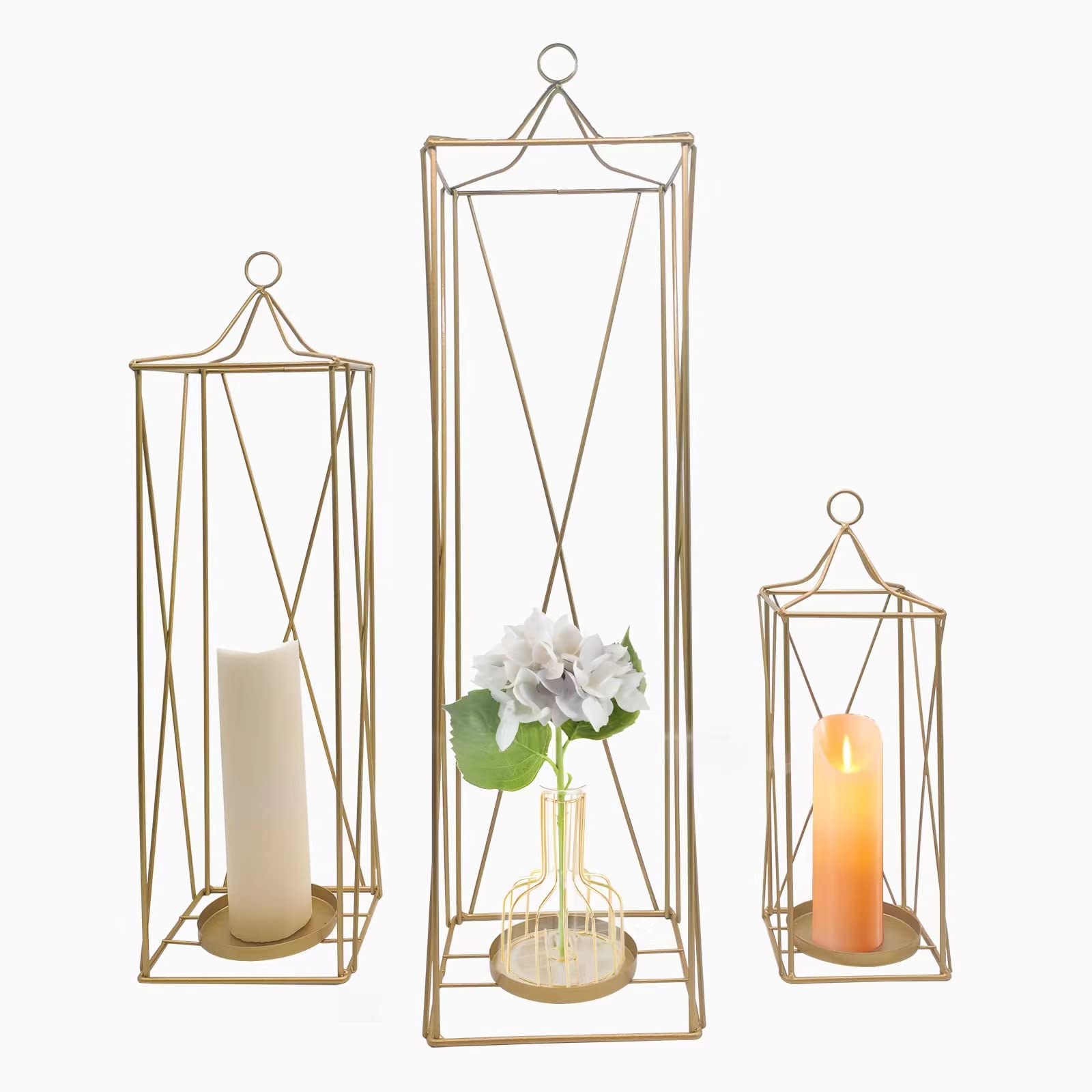 Set of 3 Lanterns Decorative?25’’ & 20’’ & 13’’ Gold Lanterns?Large ...
