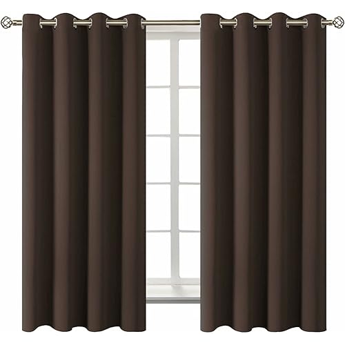 BGment Blackout Curtains for Living Room - Grommet Thermal Insulated Room Darkening Curtains for Bedroom, Set of 2 Panels (52 x 63 Inch, Brown)