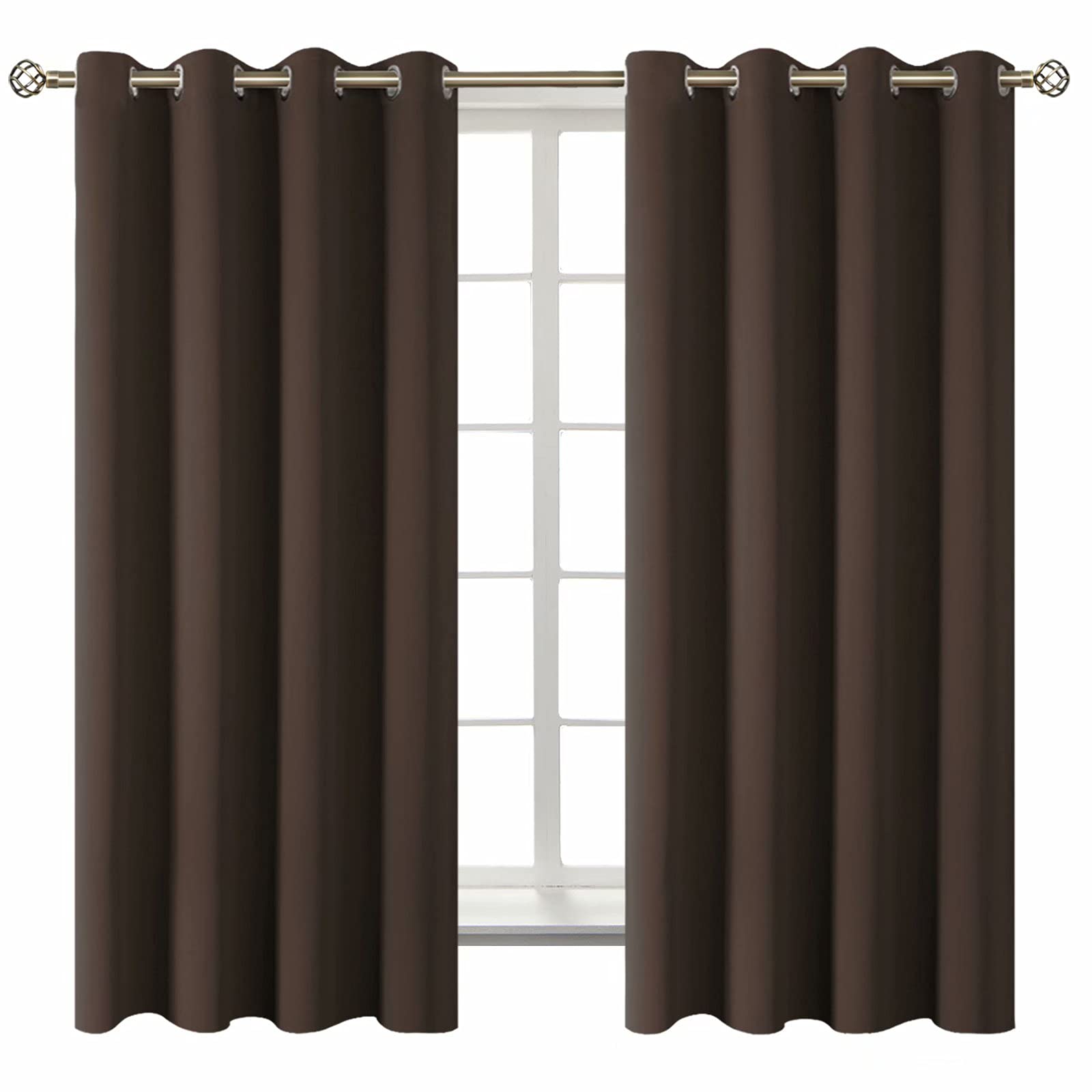 BGment Brown Blackout Curtains for Bedroom 63 Inch Long - 2 Panels