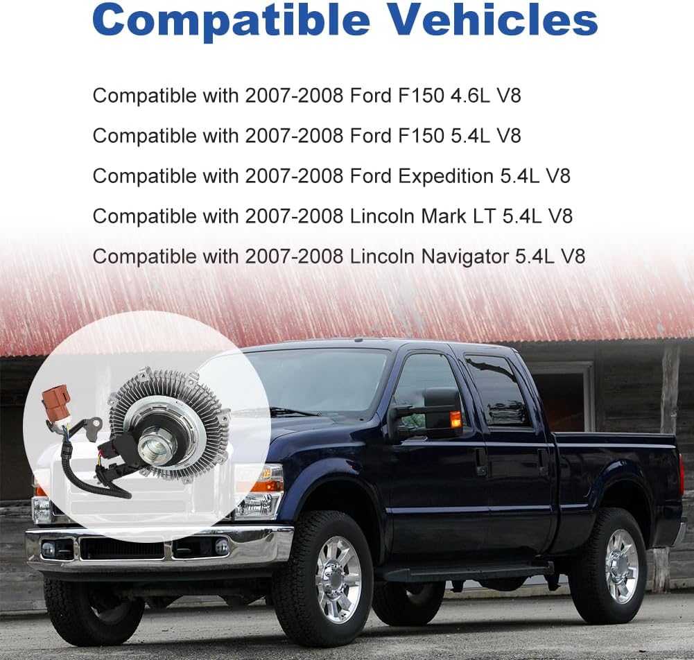 Engine Cooling Fan Clutch Compatible with Ford Expedition F-150, Lincoln Mark LT Navigator 4.6L 5.4L V8 2007-2008 Replacement for 7L1Z8A616A 11146056 922120 622005