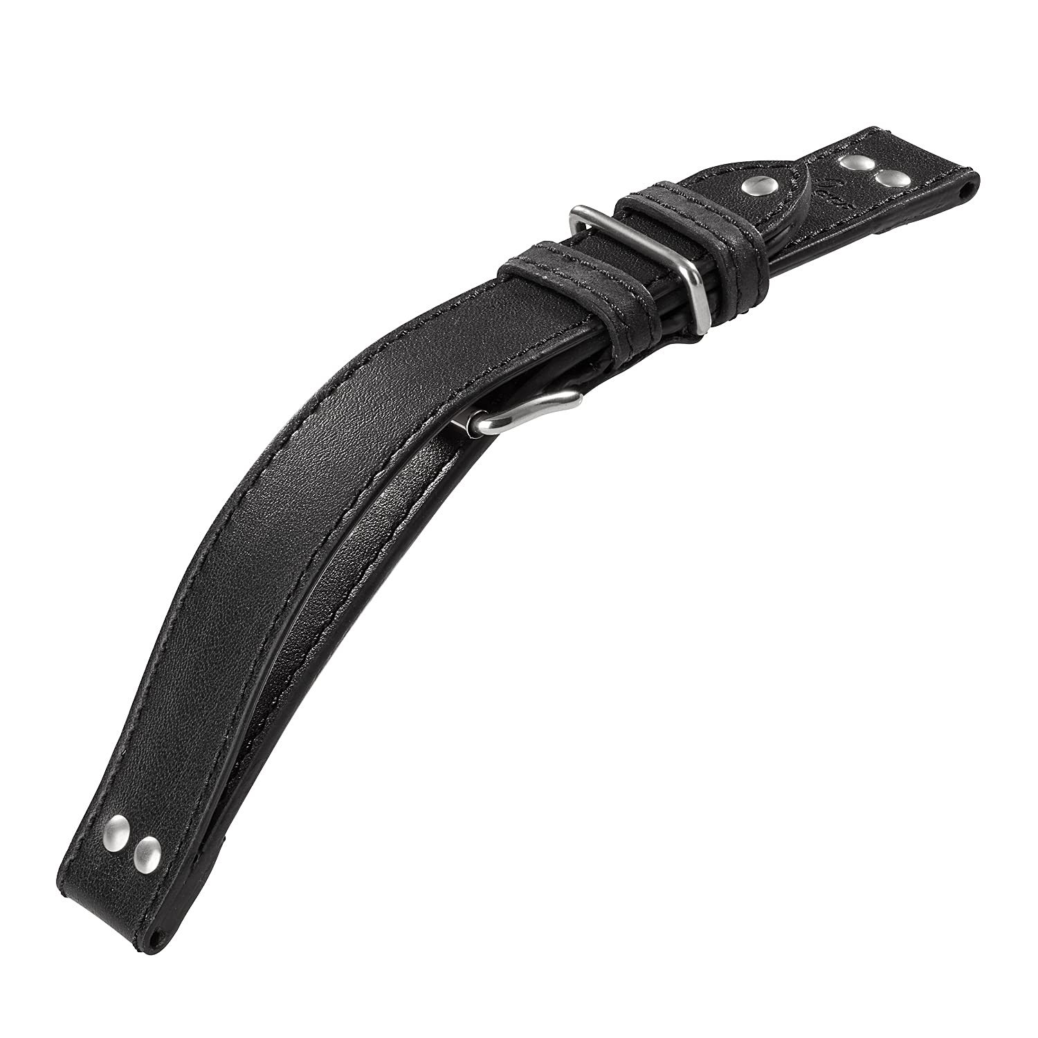 Laco Fliegeruhren Lederband – Beobachtungsuhren – XL 20 mm – geschlossen – Schwarz – Nieten – Ersatzband – Einzigartige Qualität – Herausragende Verarbeitung