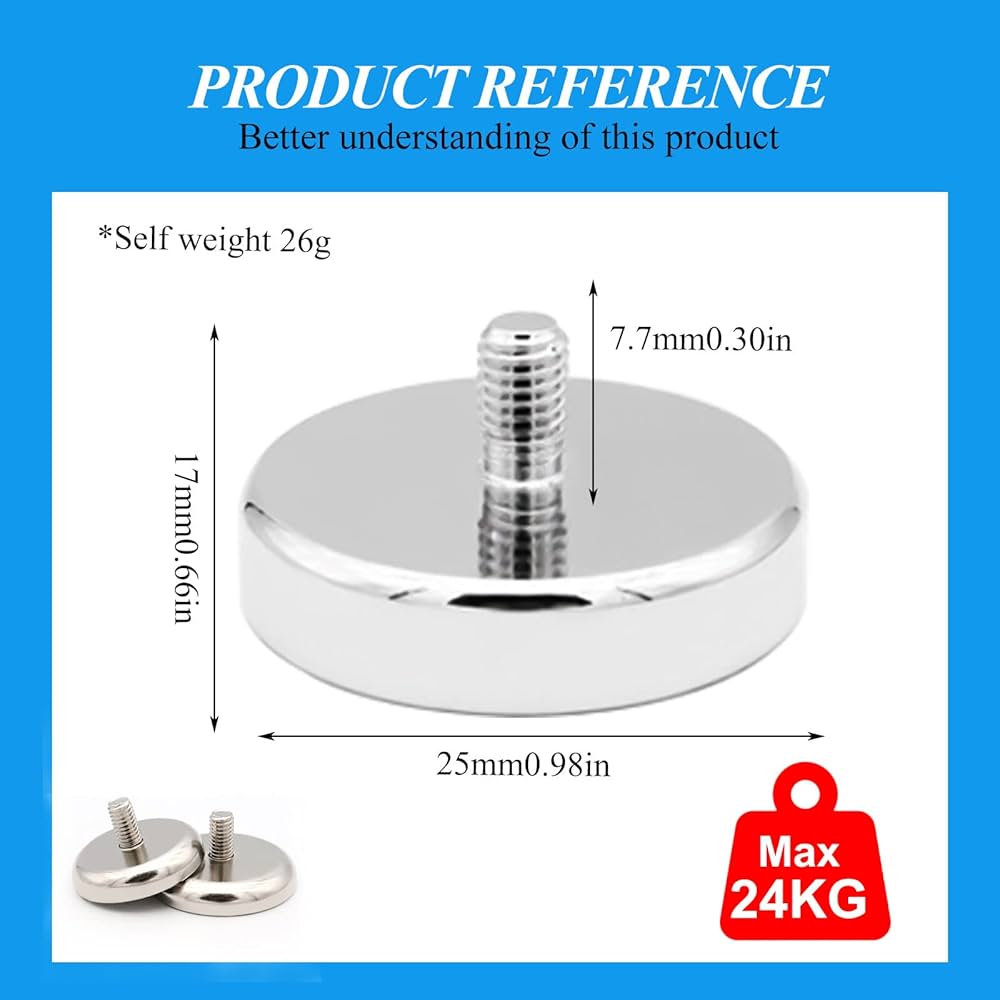 Neodymium Magneten 25mm Met M5 Schroefdraad - 20kg Trekkracht - Set Van 10 Stuks