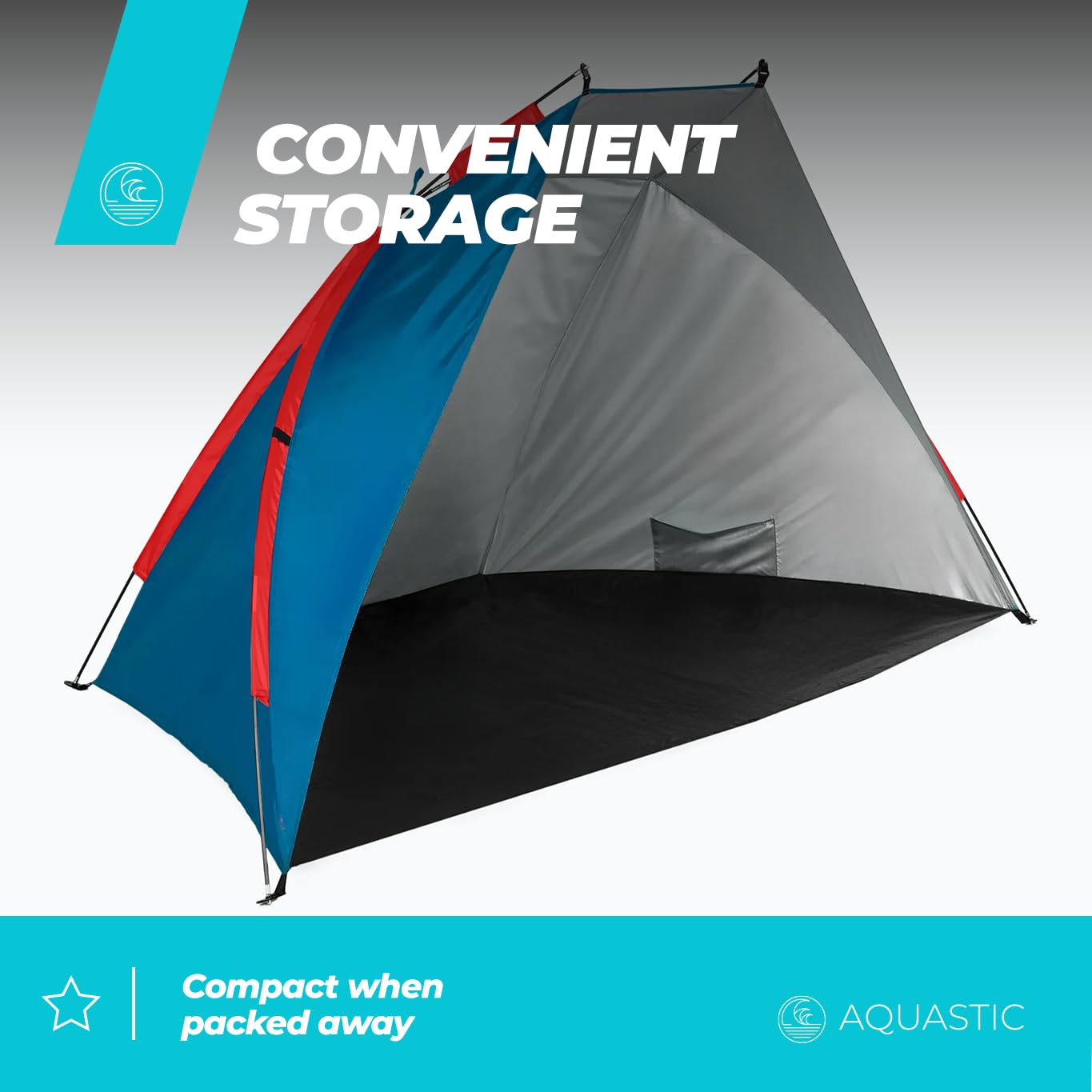 AQUASTIC Tenda da spiaggia Concielo leggera, compatta e protettiva, con UPF 50, 120 x 210 x 120 cm, in poliestere resistente e fibra di vetro, ideale per la spiaggia