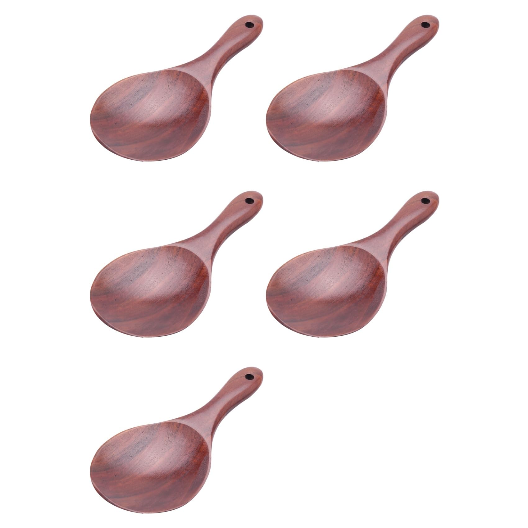 Hndhbfgrt 5X Teak Wood Spoon Natural Solid Wood Rice Spoon Wooden Rice Paddle Serving Spoon Wooden Kitchen Utensils