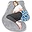 Chilling Home Memory Foam Pregnancy Pillow, J Shape Pregnancy Pillows for Sleeping, Body Pillow for Adults, Maternity Pillow for Pregnant Women, with Velvet Removable Cover, Light Grey