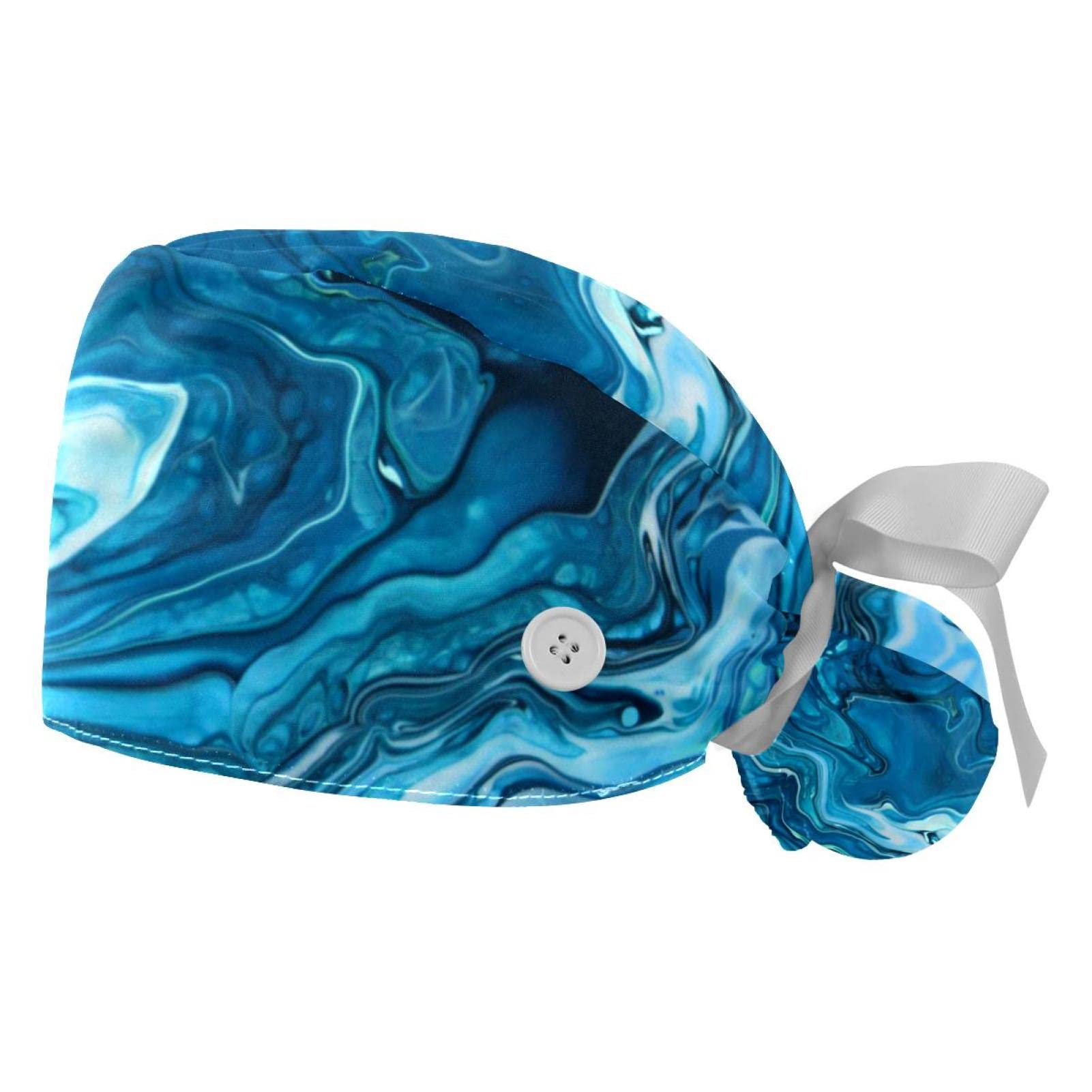 LyetnyGlamorous Butterfly On A Black Scrub Caps Hats Women Bouffant Working Hat Ponytail Holder for Women Long Hair Covers 2PCS, Color 4, X-Small-Large