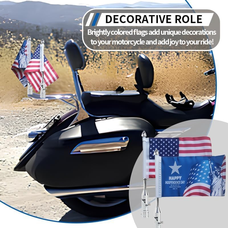 Motorcycle Flag Mounts, Promise Faster Independence Day American Flag 6x9 with Mount Kit, 4th of July Fold Down Flag Pole for Harley Davidson Honda Goldwing Yamaha Motorcycle image 5