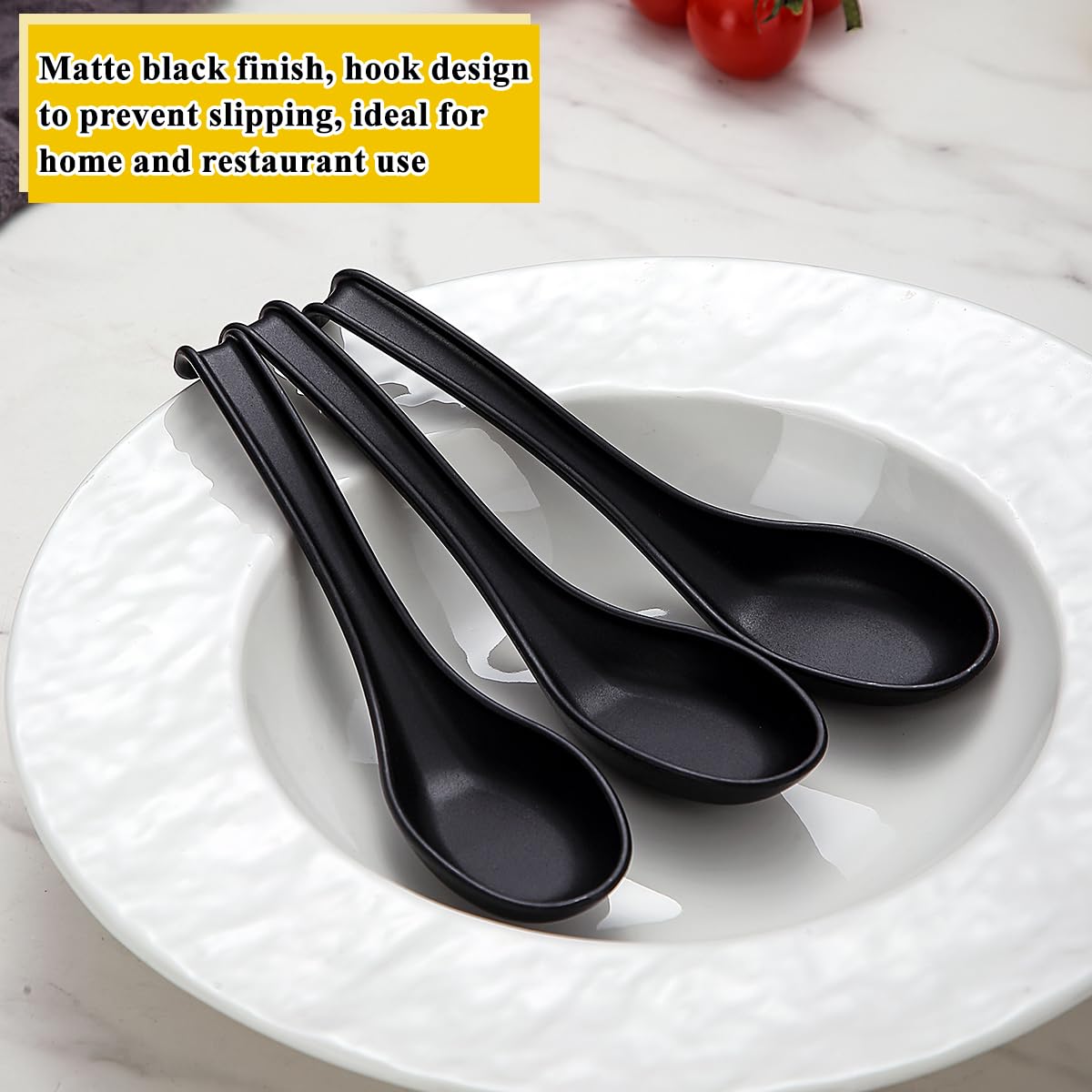 Kyraton Cucchiai da zuppa 24 pezzi, Cucchiaio da tavola in plastica riutilizzabile, Cucchiaio da cena asiatico robusto e durevole in PP alimentare, senza BPA, facile da pulire, lavabile lavastoviglie