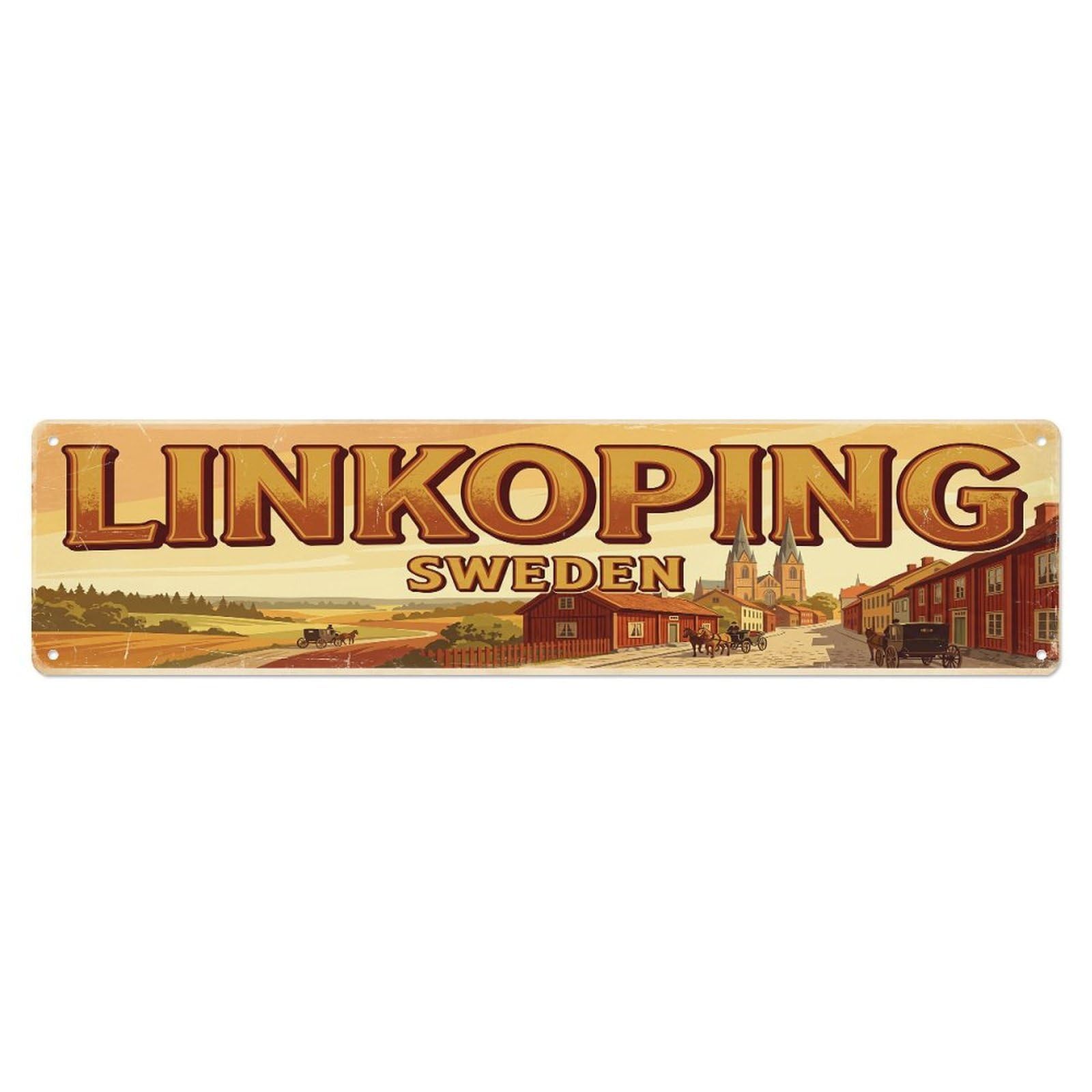 Retro Travel Sweden Linkoping Metal Tin Sign