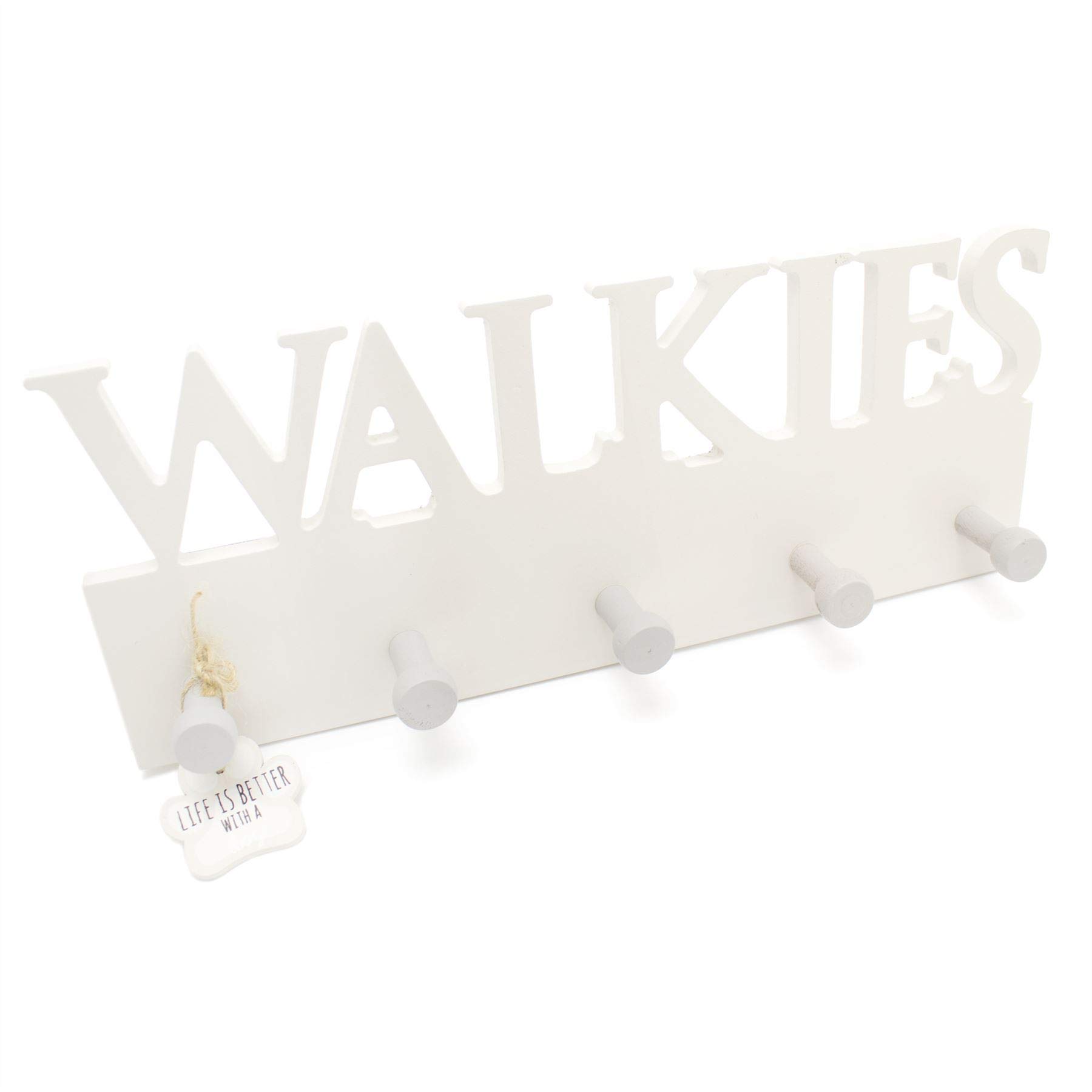 Carousel Home and Gifts Wooden Walkies Dog Leash Holder Organiser Storage Wall Mounted 5 Hooks - Puppy Lead Hanger