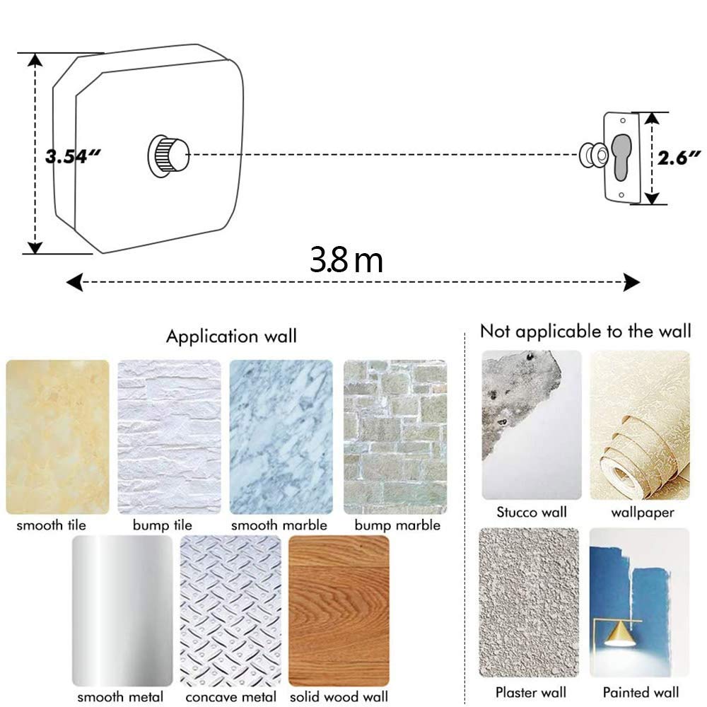 Verstellbare einziehbare Edelstahl-Wäscheleine – 3,8 m Wäschetrockner für drinnen und draußen, verchromt, platzsparendes quadratisches Design für effiziente Trocknungslösungen