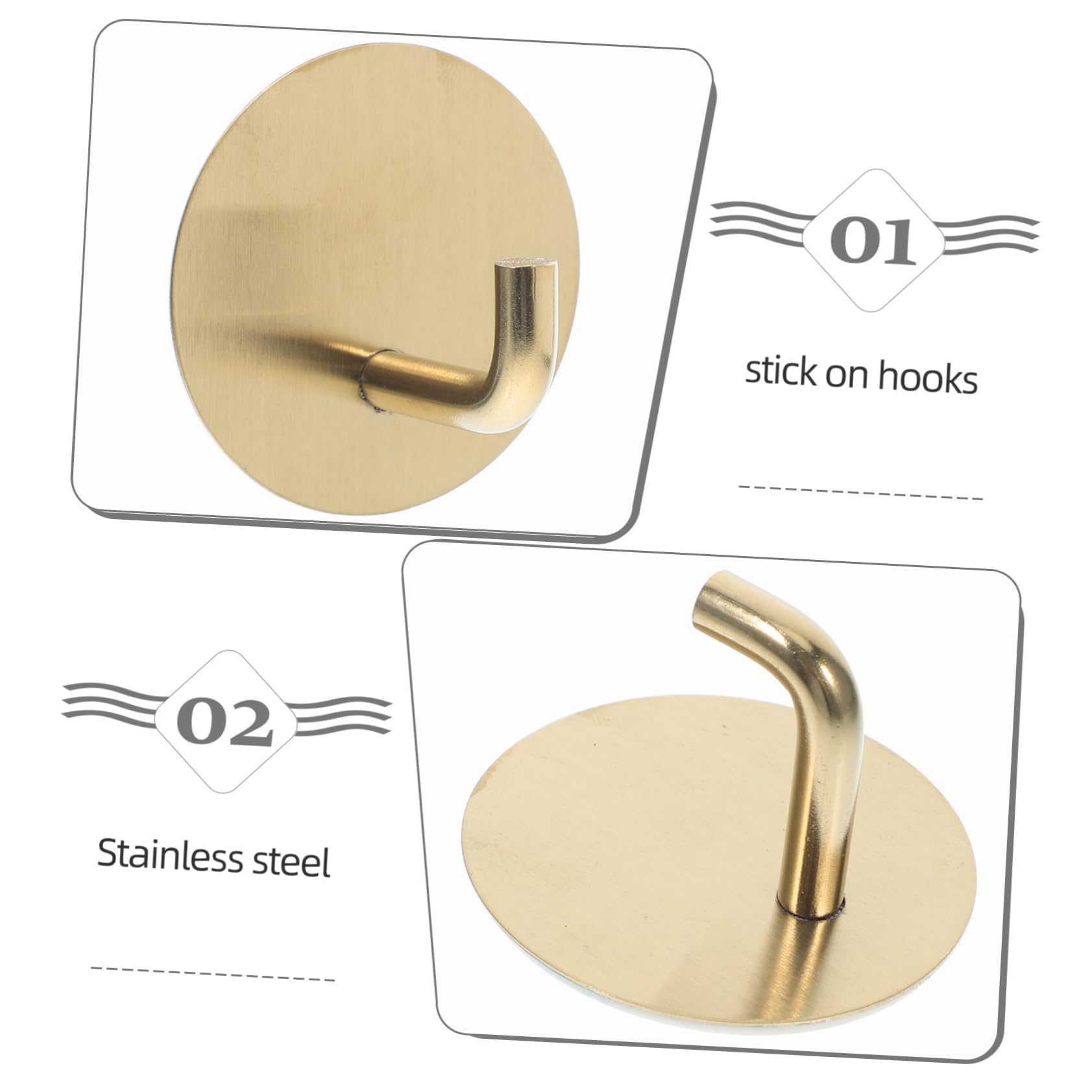 Tofficu Gancho Pegajoso Gancho Adhesivo Resistente Toalleros Para Baño Gancho Para Toallas De Baño Ganchos Para Albornoces Para Baños Acero Inoxidable Golden 4 Piezas X 4
