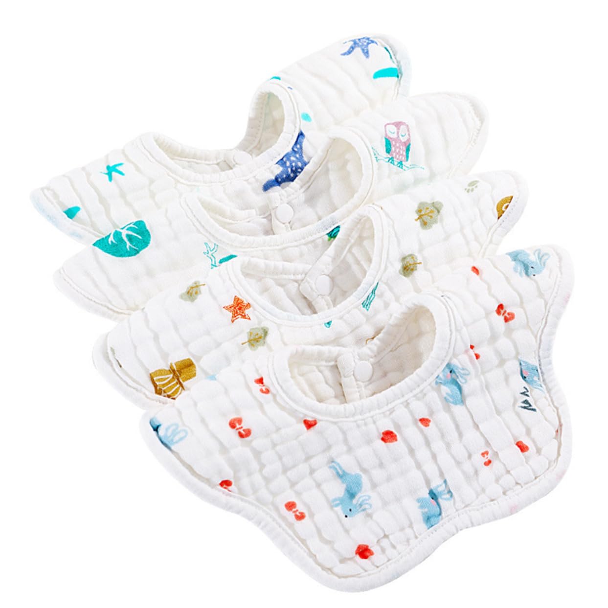 Abaodam 12pezzi Bavaglini Per Saliva Towel Cartoon Assorbente Morbidi e Traspiranti Per Bebè Design Casual Per e