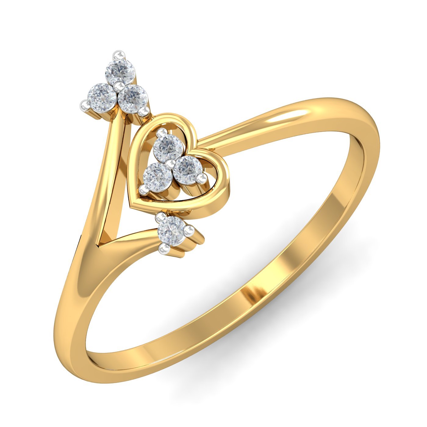 14KT Yellow Gold Pretty Heart Ring for Women-image-11