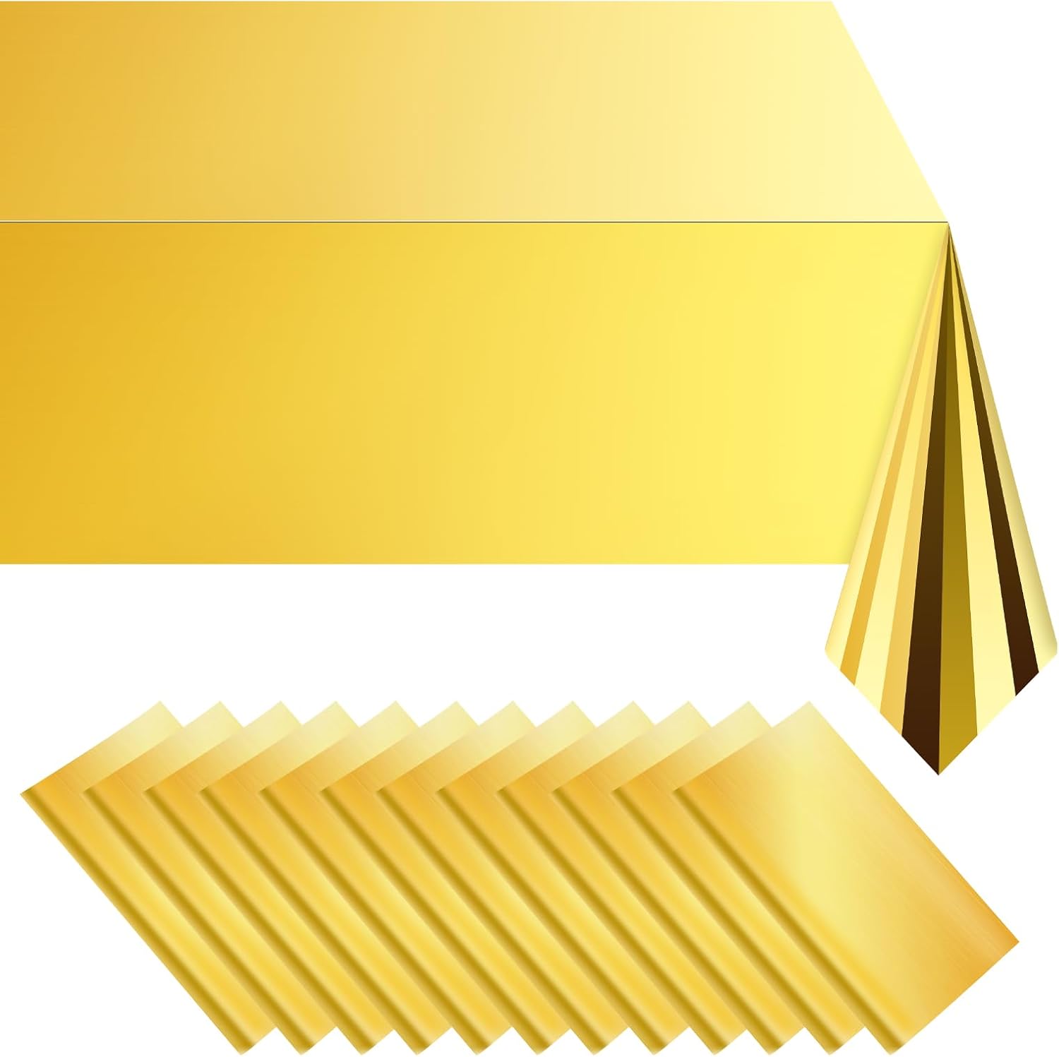 12 Pcs Foil Party Rectangular Table Covers Table Cloth 54 x 108 Inch Shiny Plastic Waterproof Tablecloth Party Desk Cover for Wedding Anniversary Engagement (Gold)
