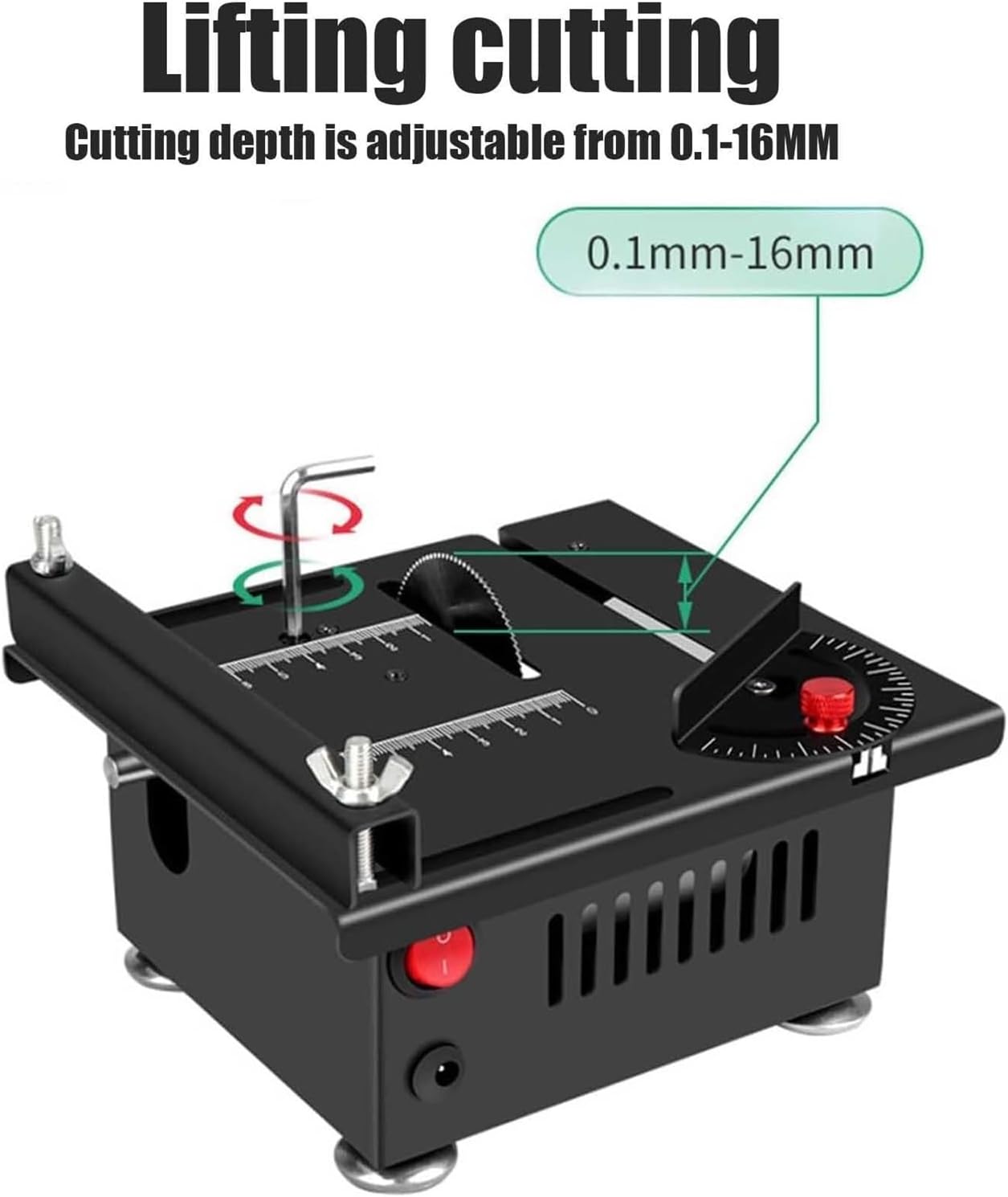 100w Mini Multi-Functional Table Saw, Mini Table Saw For Crafts, Adjustable 16MM/0.6in Cutting Depth,Adjustable Cutting Sanding Engraving Drilling All-in-One Machine(Cutting Grinding Soft Shaft Sleeve