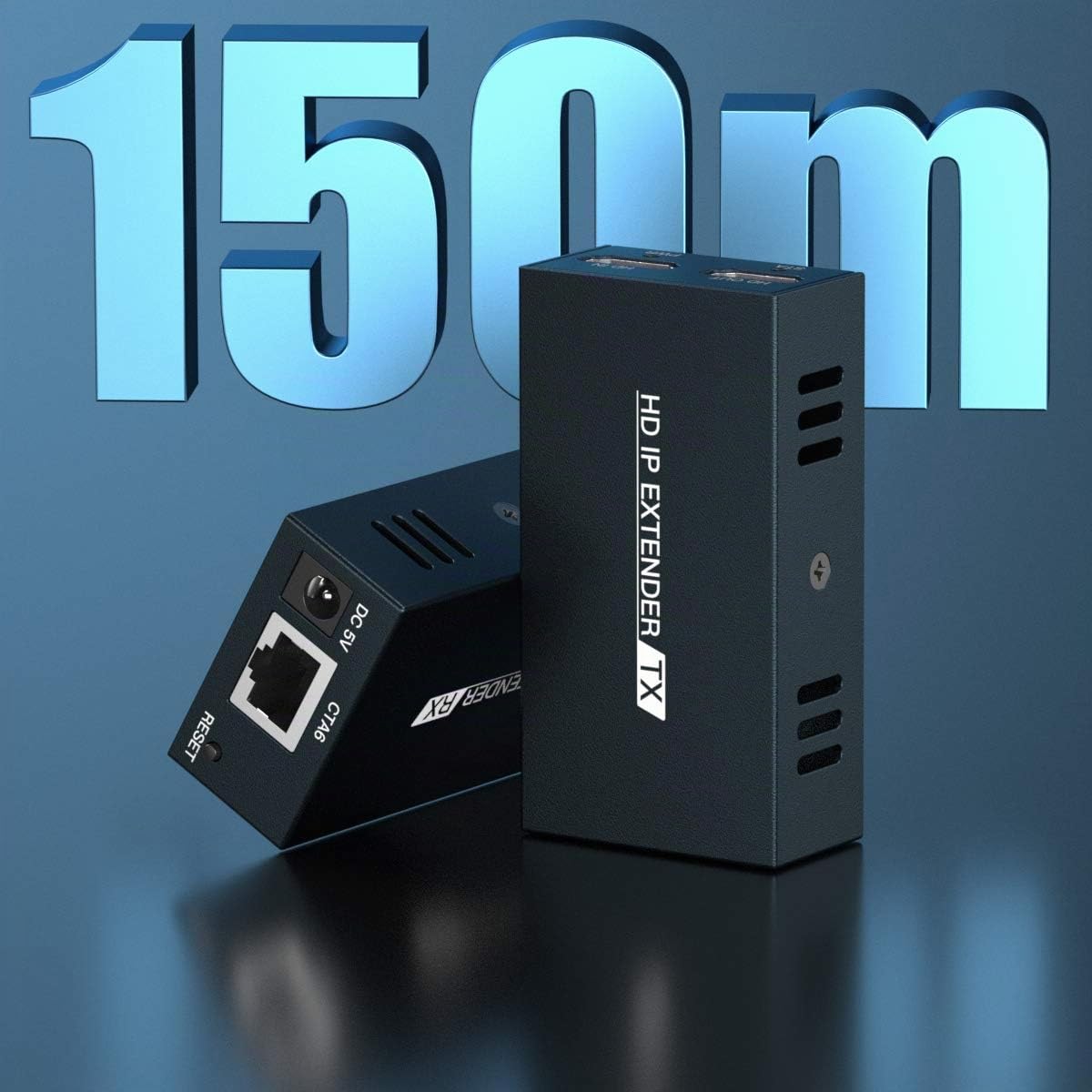 PWAYTEK Receptor Extensor HDMI 1080P@60Hz, transmisión 150m sobre Cat5e/Cat6/Cat7/Cat8, Bucle Local, Modo uno a Varios, sin latencia (Azul)