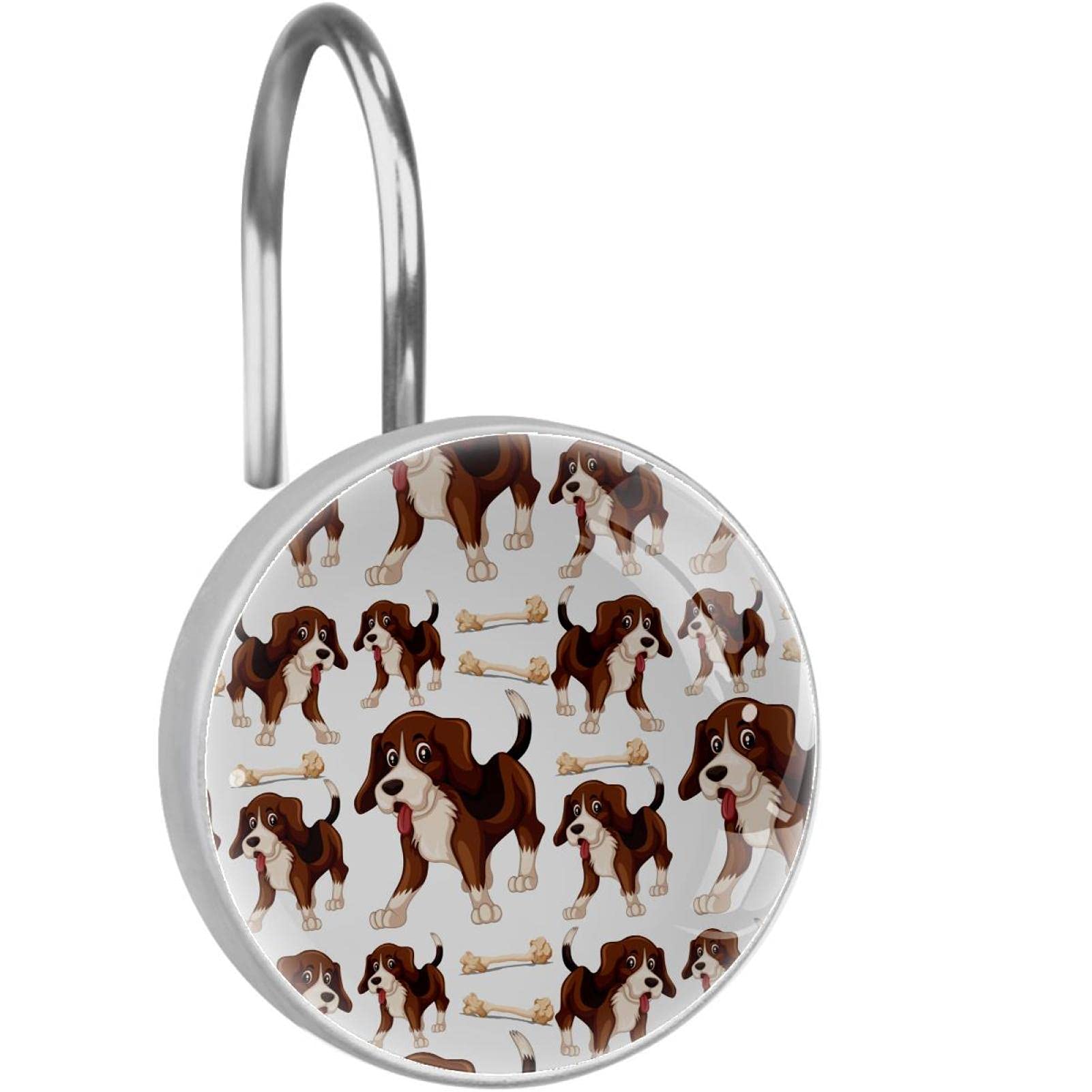 Crochets rideau de douche beagle en acier inoxydable pour anneaux salle de bain lot de 12