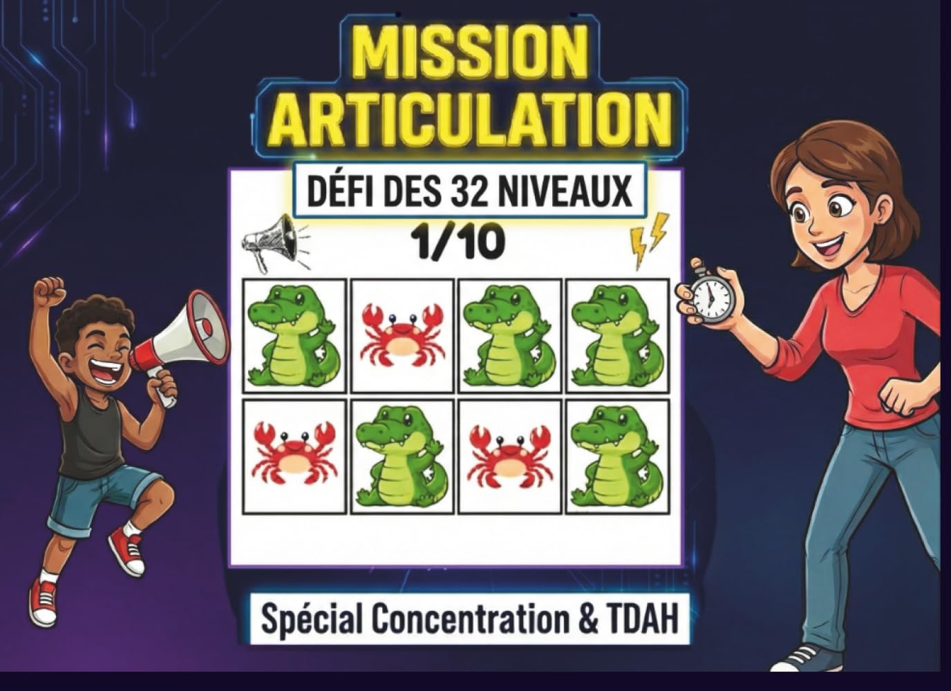 MISSION ARTICULATION : Le Défi des 32 Niveaux: Cahier Jeux d'Articulation & Focus | 32 Défis TDAH. Un jeu de rapidité visuelle et de diction fun ! ... pas. Musclez votre cerveau en vous amusant!
