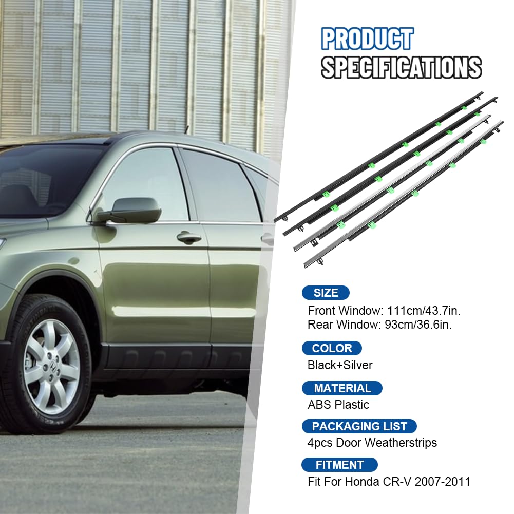FSFYUK Burletes para ventanas de coche 4 piezas compatibles 4 piezas compatibles con ventanas de coche para CR-V CRV 2007 2008 2009 2010 2011