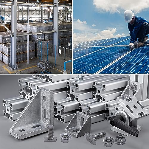 ZHIYUQL 16 Stück Hammerkopfschrauben M8 × 25mm Edelstahl A2-70, mit 16 Sechskant Sperrzahnmutter M8 für PV Module Photovoltaik Aluprofil Gewächshaus Solar Montageschiene