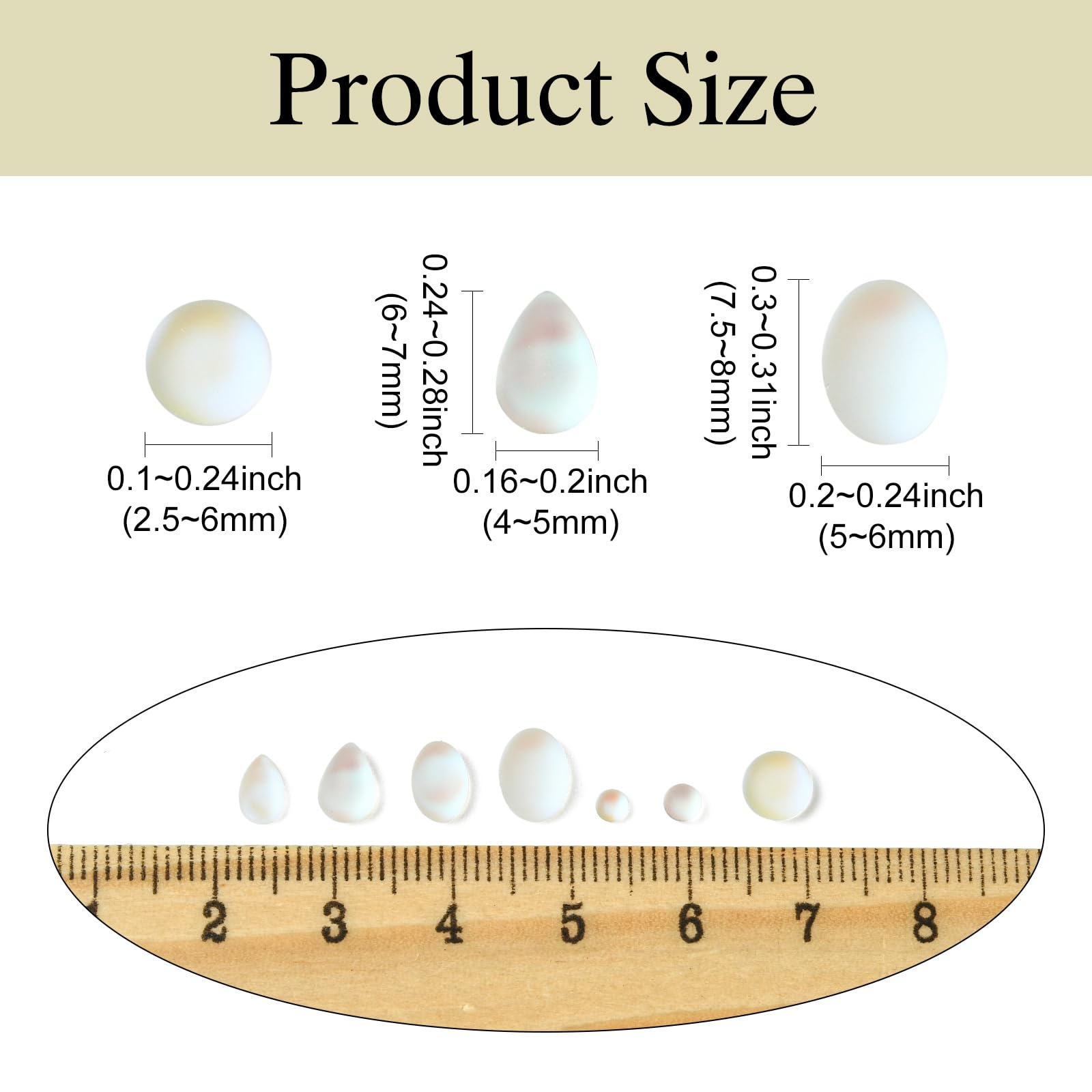 UR URLIFEHALL 140 Pcs Glass Nail Art Charms Matte Half Round Teardrop Oval Flatback Cabochons for Nail Photo Case Phone Crafts Decoration - Image 2
