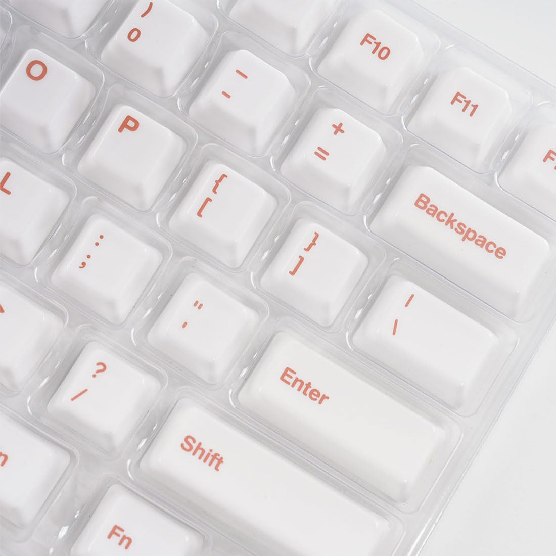 Ceramic Keycap Set for 61/67/68 ANSI Keyboards 96 Keys (White with Pink)