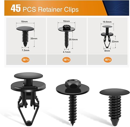 Vista 74 de GOOACC GRC-70 - 35 piezas de pernos de protección contra salpicaduras para motor, parachoques guardabarros, retenedor de empuje, clips de remache
