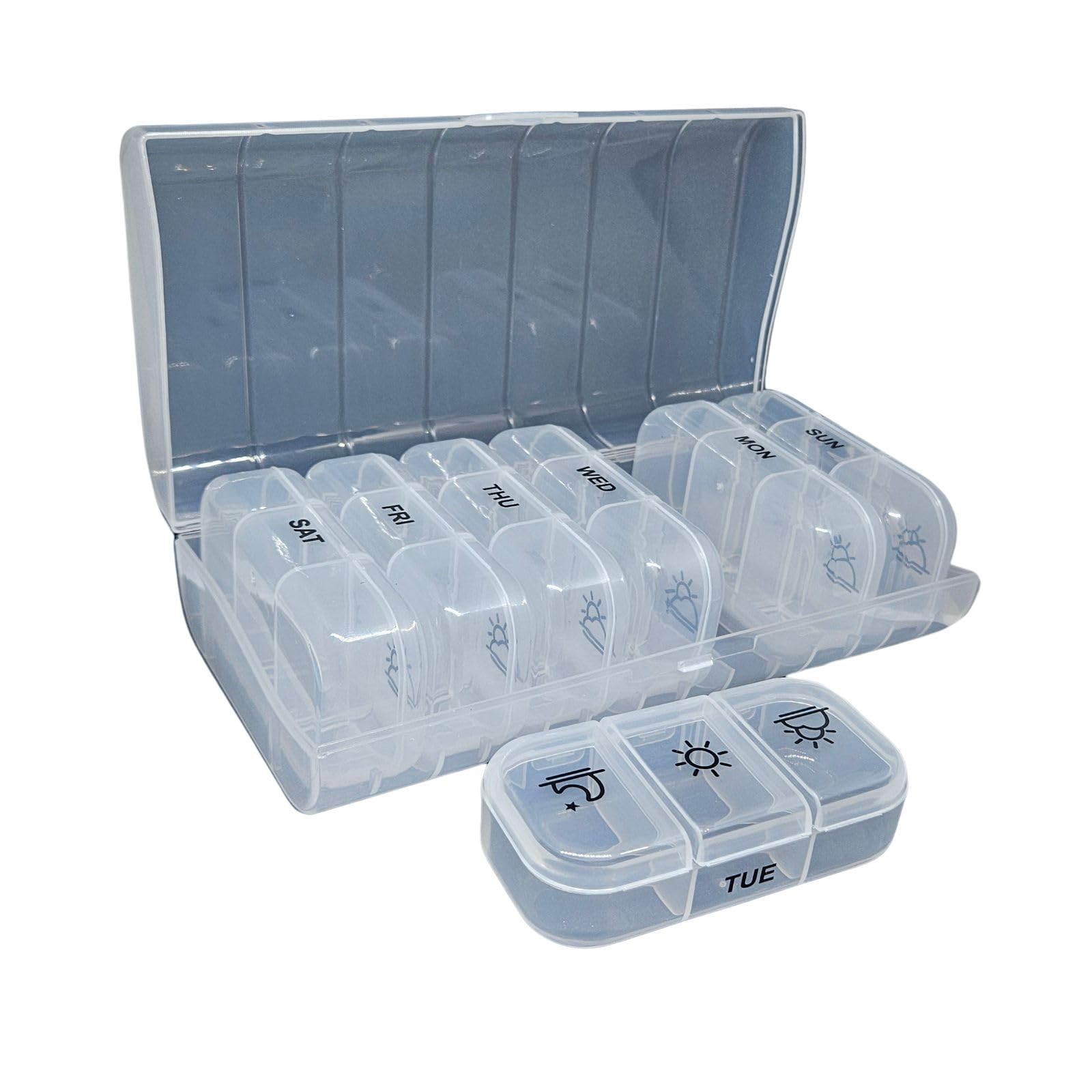 Neonest 7 Day Pill Organizer Box | Weekly Tablet Box with 21 Compartments (3 Times a Day) | Portable Medicine Organizer for Pills, Vitamins & Supplements | Leakproof, BPA Free & Travel Friendly (White)-image-21