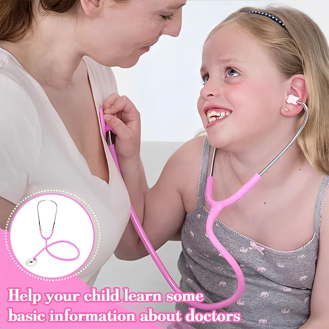 1 Pezzo Stetoscopio Giocattolo Metal Working Stethoscope Toy Analogue Stethoscope For Children (Pink)