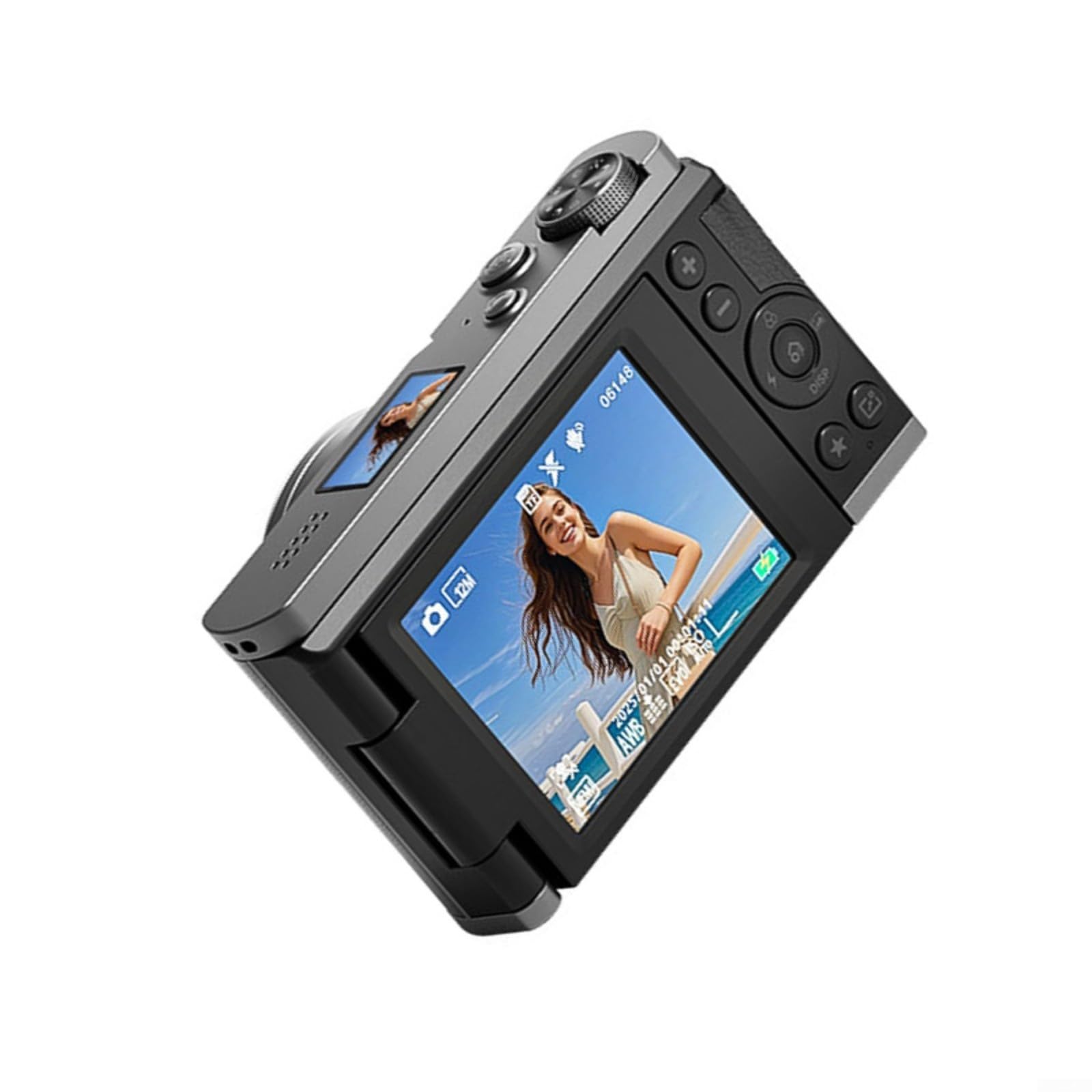 Fotocamera digitale 4K per Vlogger, 68 MP DSLR Style Video per videocamera con schermo flip a 180 gradi Zoom 28X Dual Autofocus Webcam Mode Kit (B)