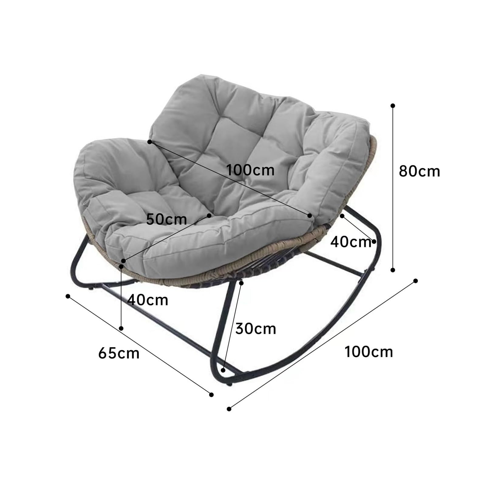 Chaise Papasan d'intérieur, chaise à bascule d'extérieur, chaise à bascule de patio, chaise longue en osier de rotin, chaise royale moderne for chambre à coucher, salon, porche, jardin, pelouse – Oran