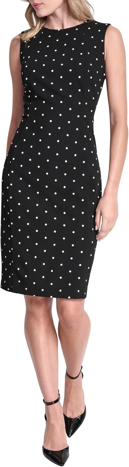 DKNY Womens Sleeveless Jewel Neck Scuba Crepe Sheath Dress Mini Dress - Image 2