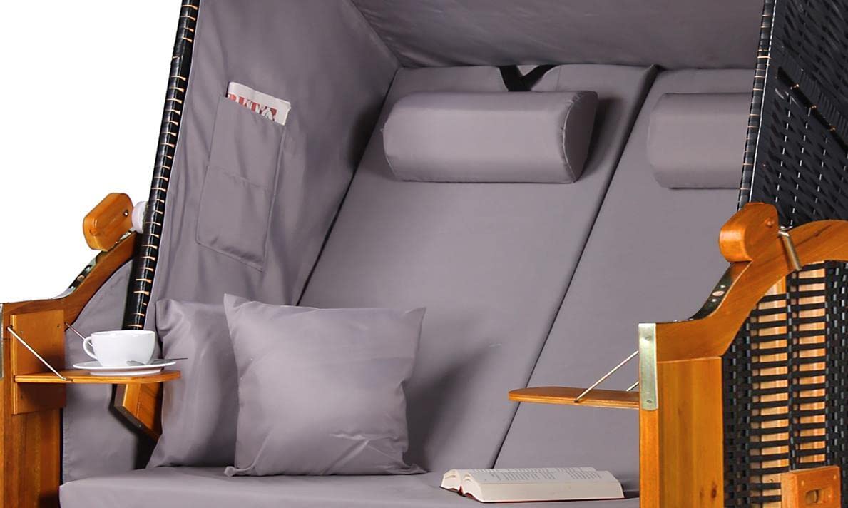 bene living Strandkorb Ostsee - Uni/grau - PE schwarz