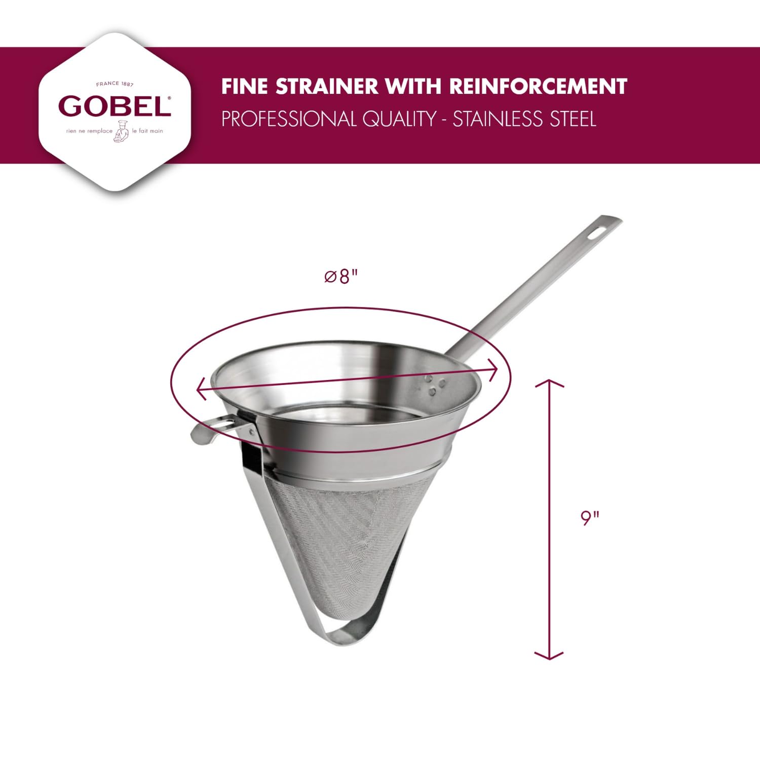 Gobel 814410 - Setaccio Cinese con Rinforzo, in Acciaio Inox