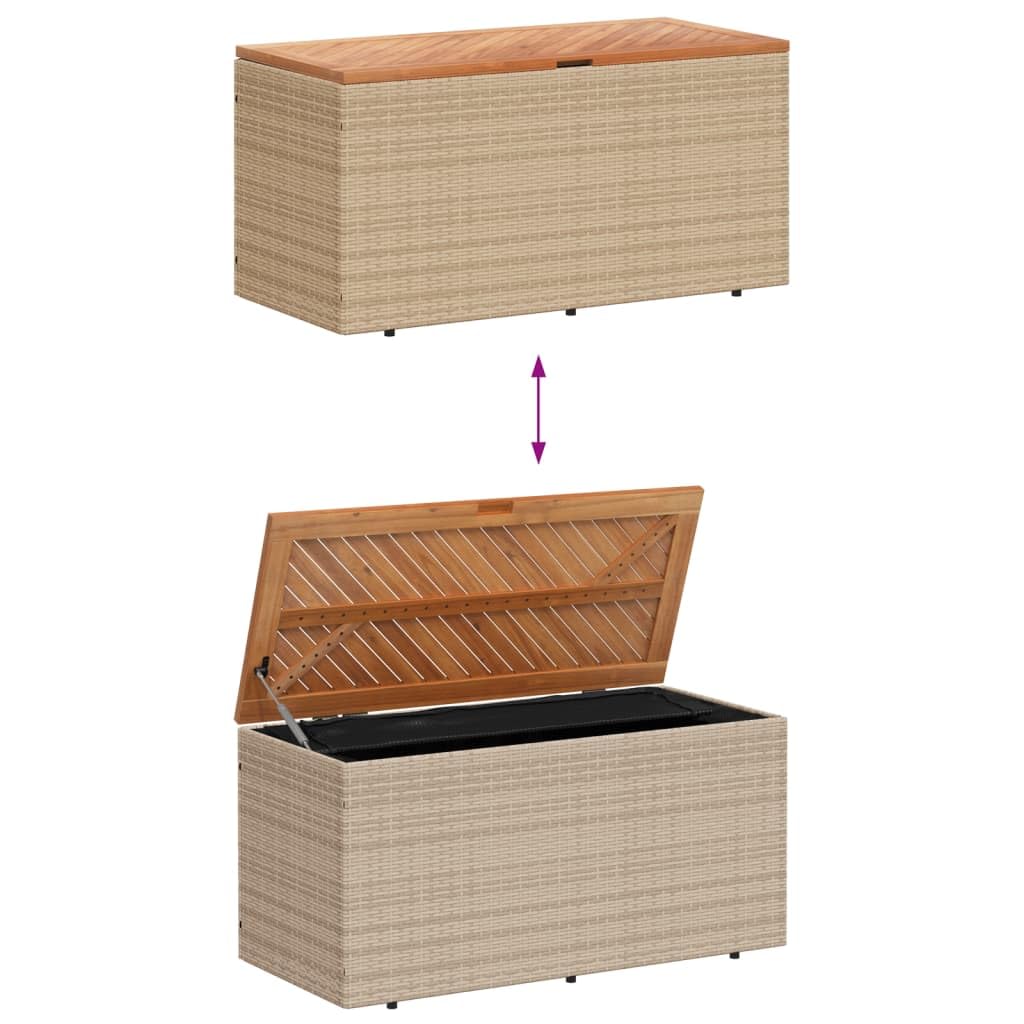 Gecheer Contenitore da Giardino Beige 110x50x54 cm Polyrattan e Acacia