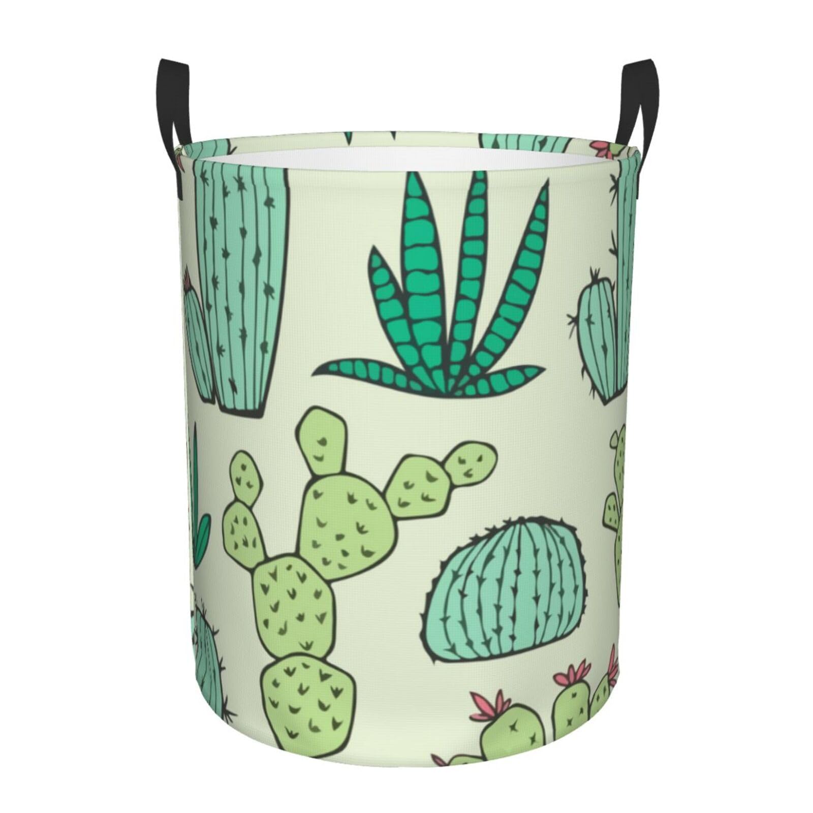 Laundry Basket Hand Drawn Cactus Laundry Hamper Waterproof Idea Hampers Large Collapsible Baskets with Handle Suitable for Bedroom Bathroom Utility Room Kitchen, Medium