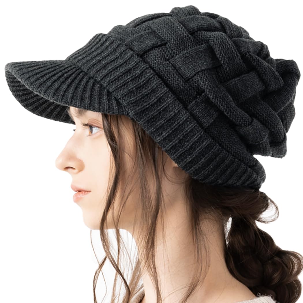 Amazon | [Loo＆c] [ルーアンドシー] 帽子 つば付き ニット