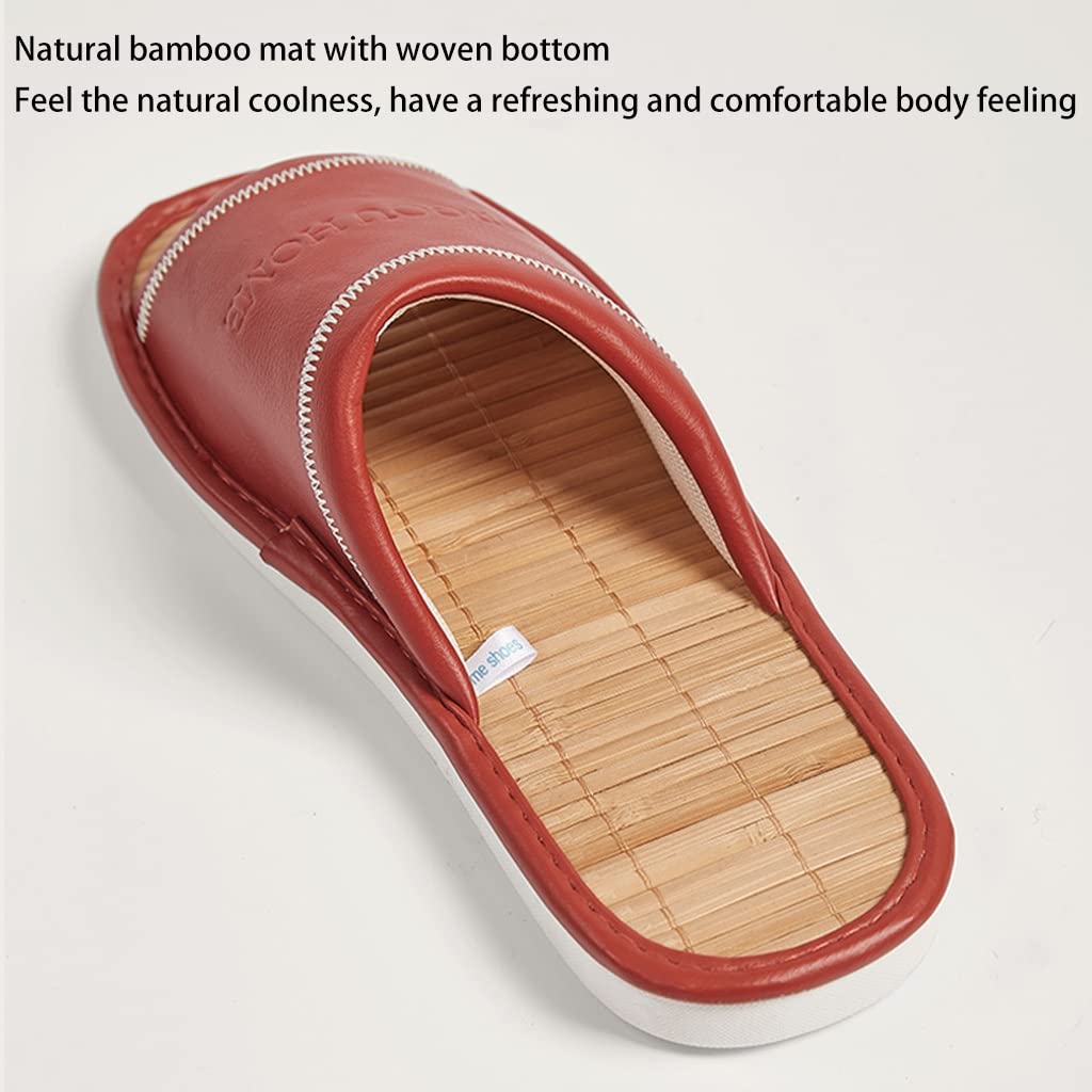Zapatillas para Mujer de Interior, Zapatillas de Lino de algodón con Punta Abierta para Interiores de Cuero de PU, Zapatillas de Interior Antideslizantes de Verano de Lino Unisex de (Color: Verde,