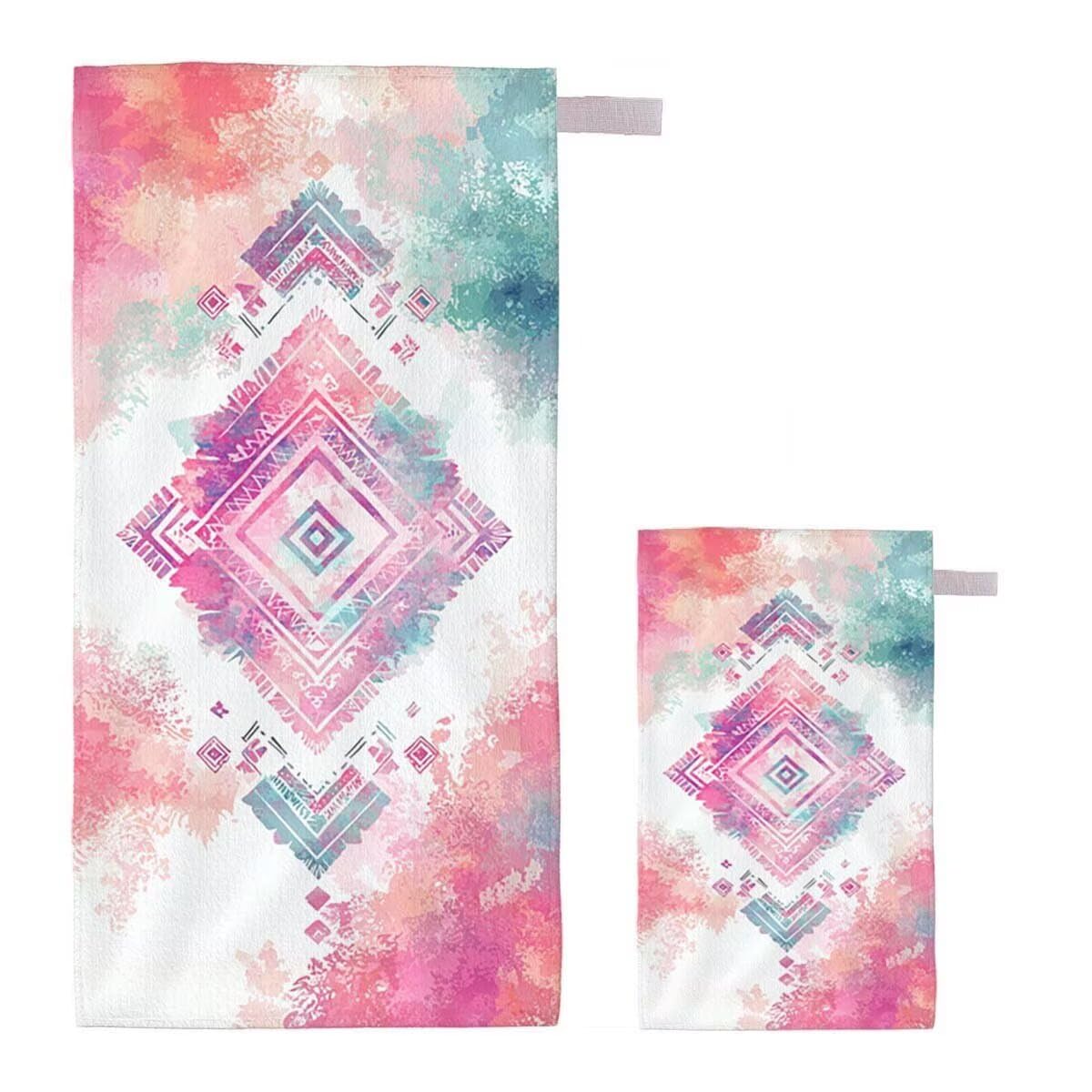 Toalla de Playa Grande 220x100cm/35x70cm, Juego de 2 Toalla Microfibra XXL de Antiarena, Toallas Playa Suave Ligera, Absorbente Secado Rápido, Beach Towel Viaje Yoga, Regalo Mujer Hombre (Rosa) B-85
