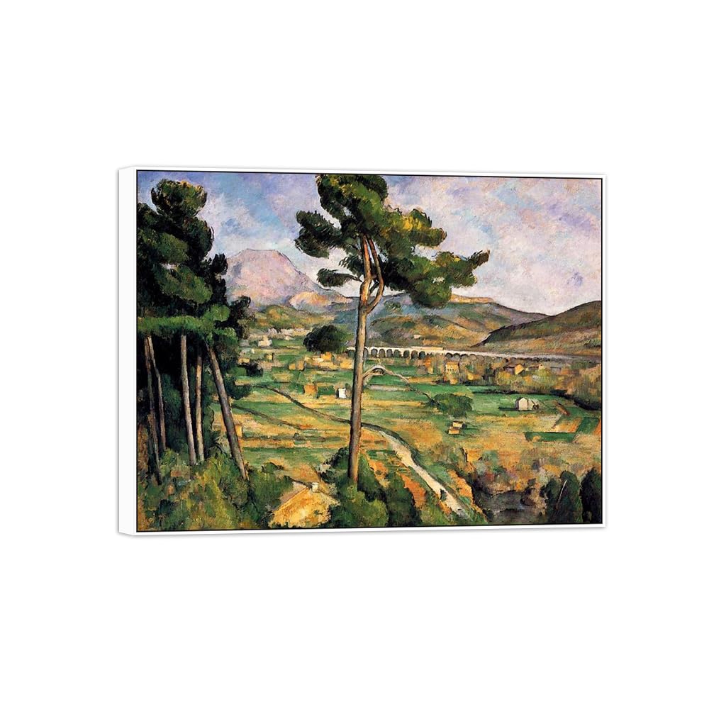 SDYSKKUG Canvas Wall Art Picture Decor Mountain 4 by Paul Cezanne 50x40cm White Frame