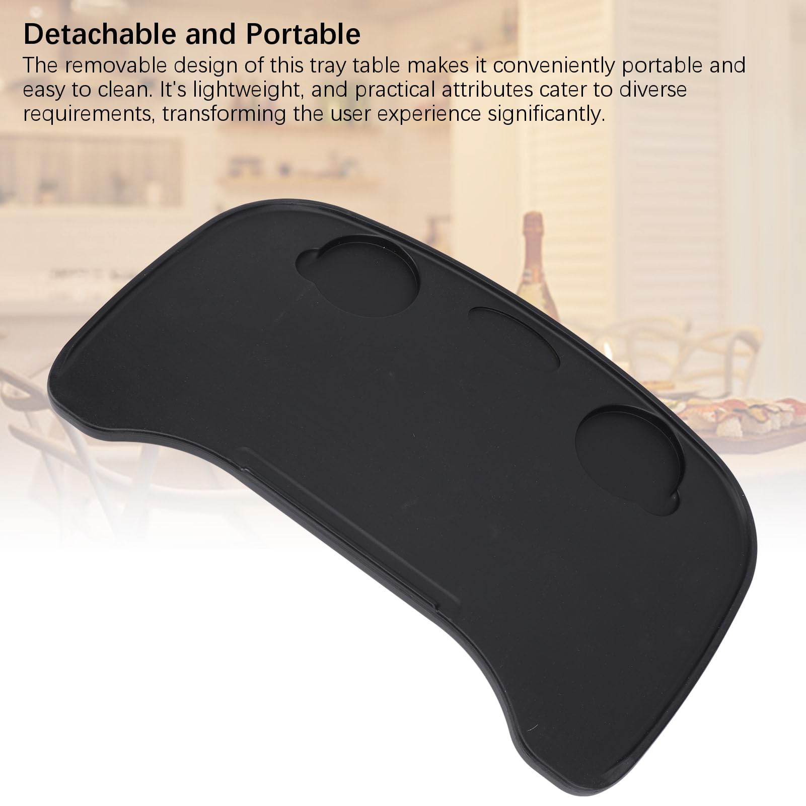 Wheelchair Tray Table with Cup Holder, Detachable Wheelchair Table Cup Holder Wheelchair Desk Lap Board, Universal Wheelchair Tray for Eating Reading Resting (Black)